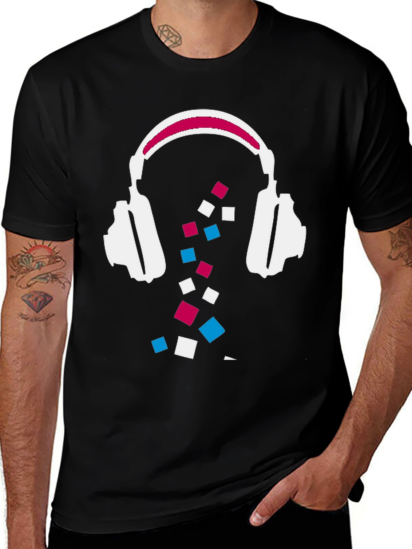 Variant 26 of Abstract Headphones Graphic Tee - Black