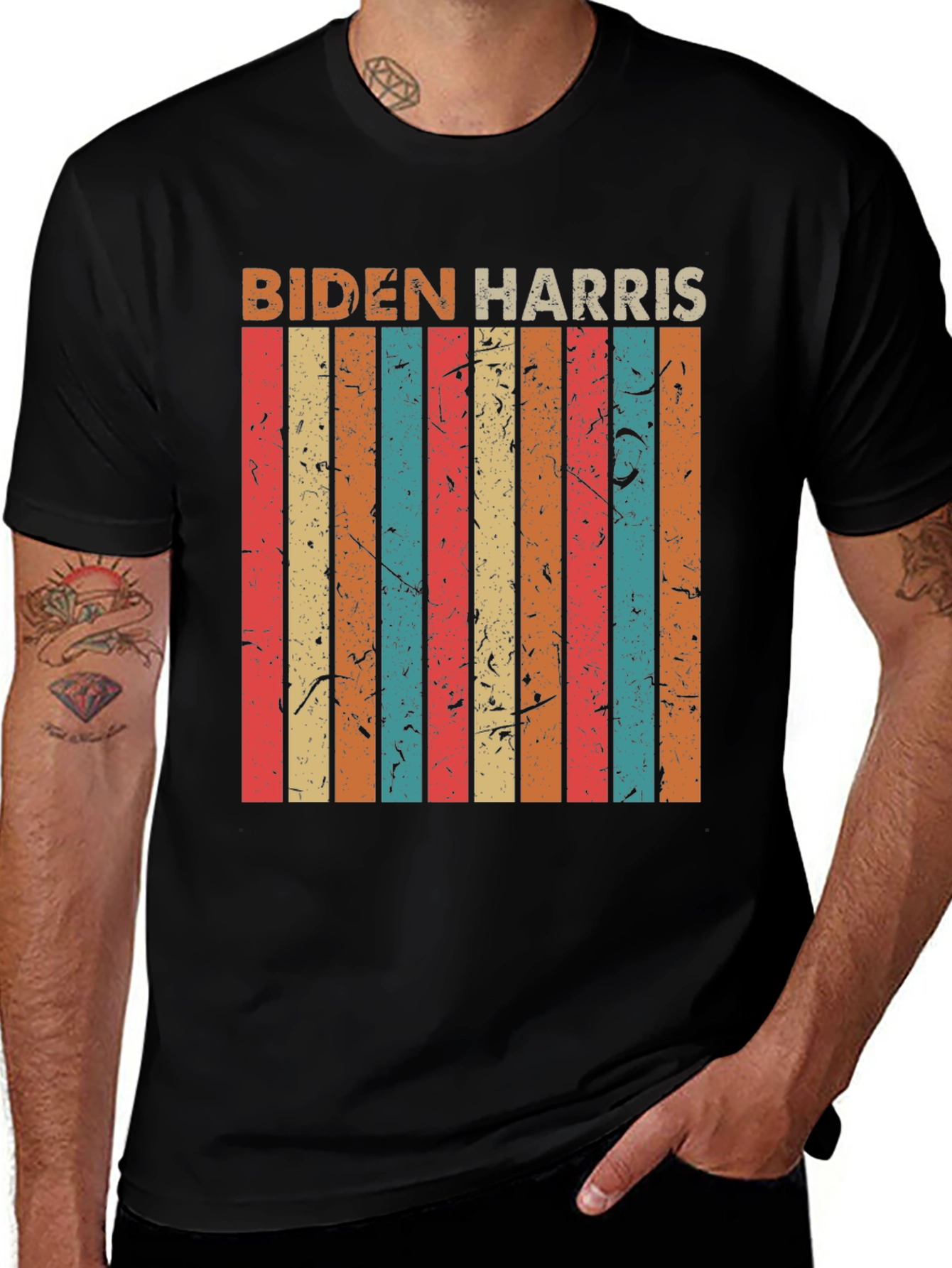 Biden Harris Retro Stripe Graphic Tee