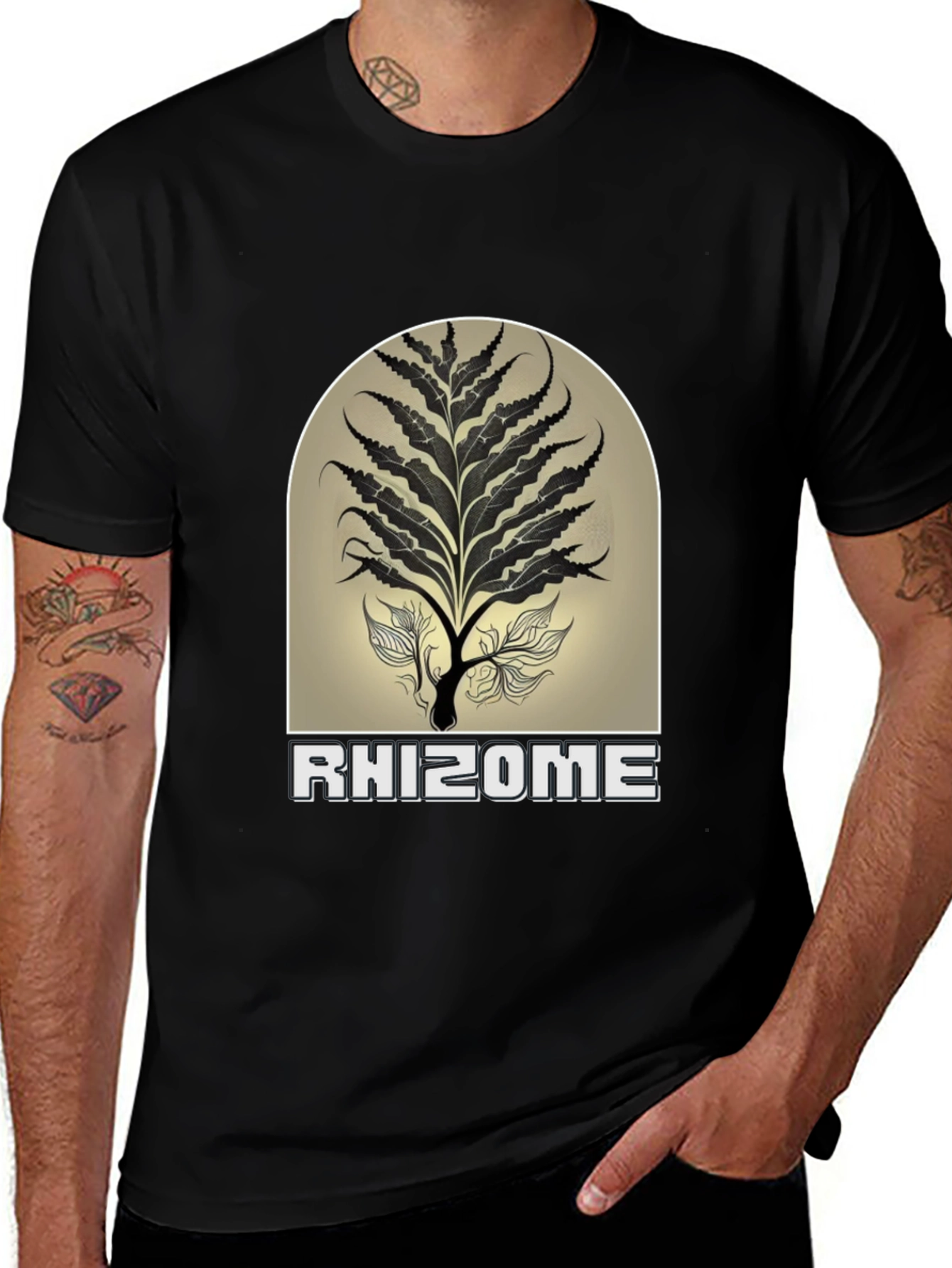 Rhizome Graphic Print Black T-Shirt