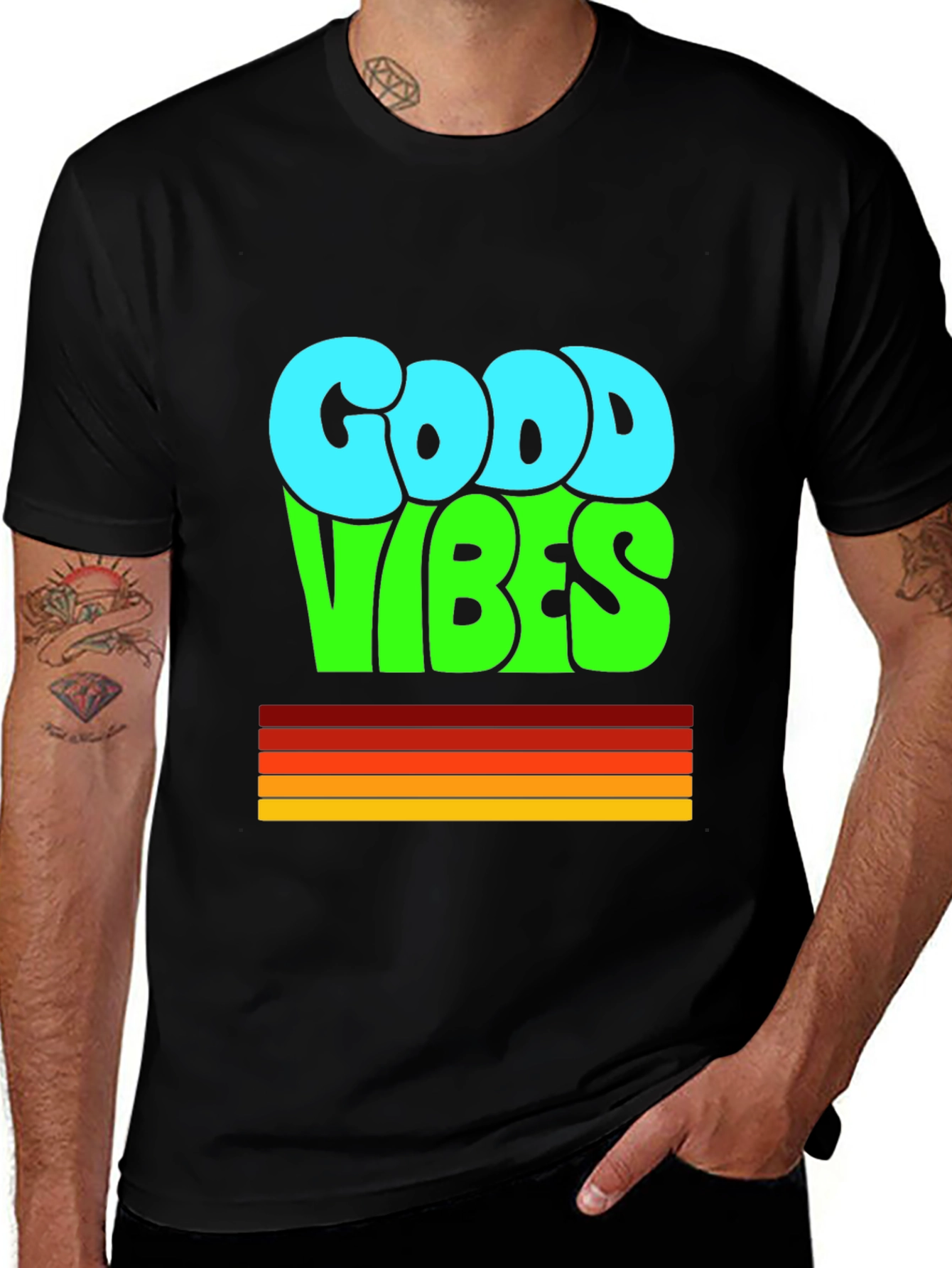 Variant 11 of Good Vibes Retro T-Shirt - Black