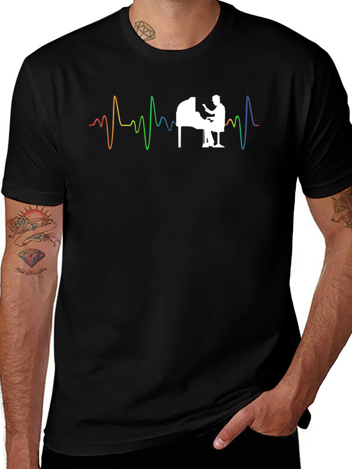 Variant 21 of Piano Heartbeat T-Shirt - Music Lover Tee