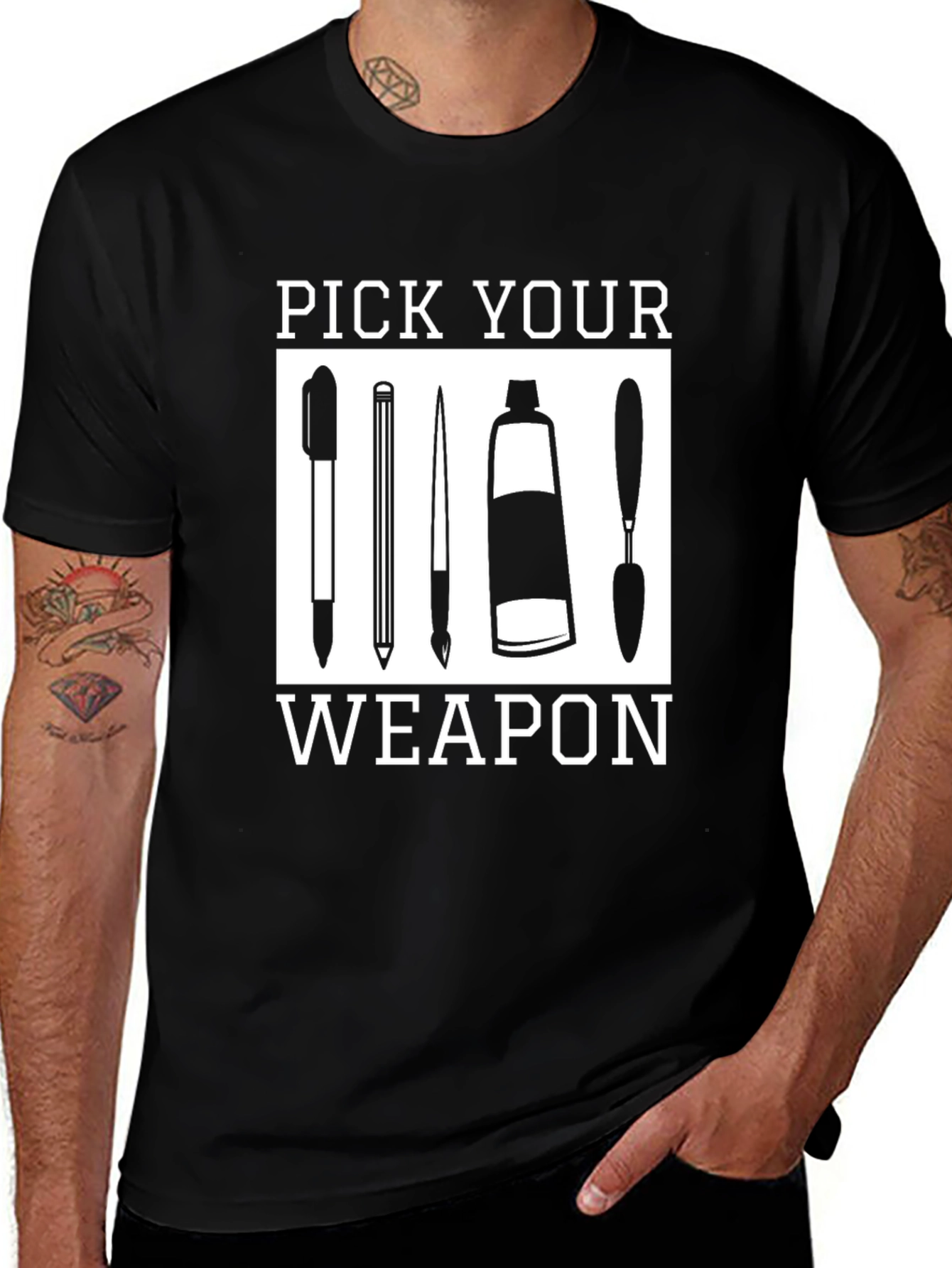 Variant 11 of Pick Your Weapon Artist T-Shirt - Art Tools Graphic Tee