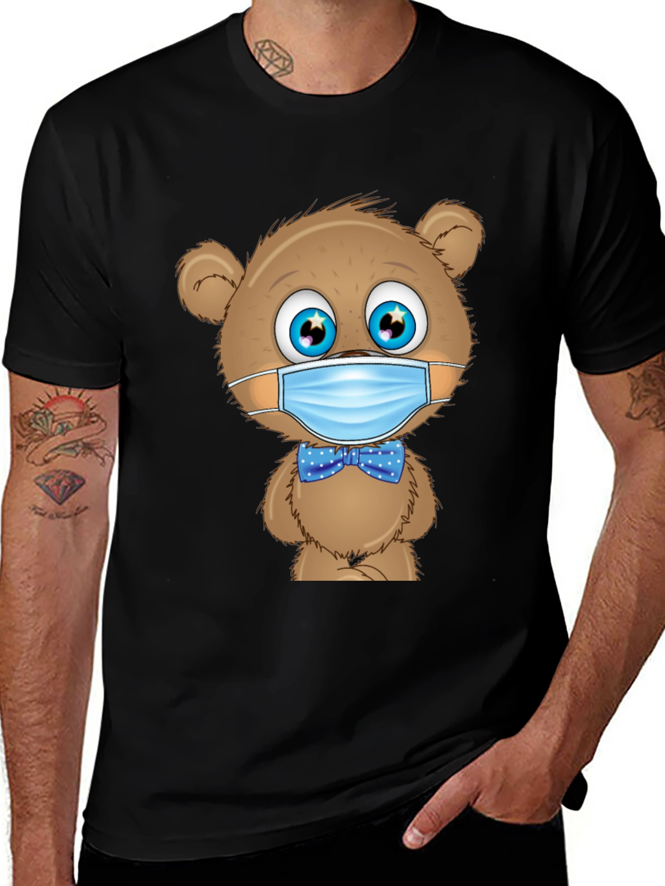 Variant 4 of Teddy Bear Mask T-Shirt: Stay Safe & Stylish