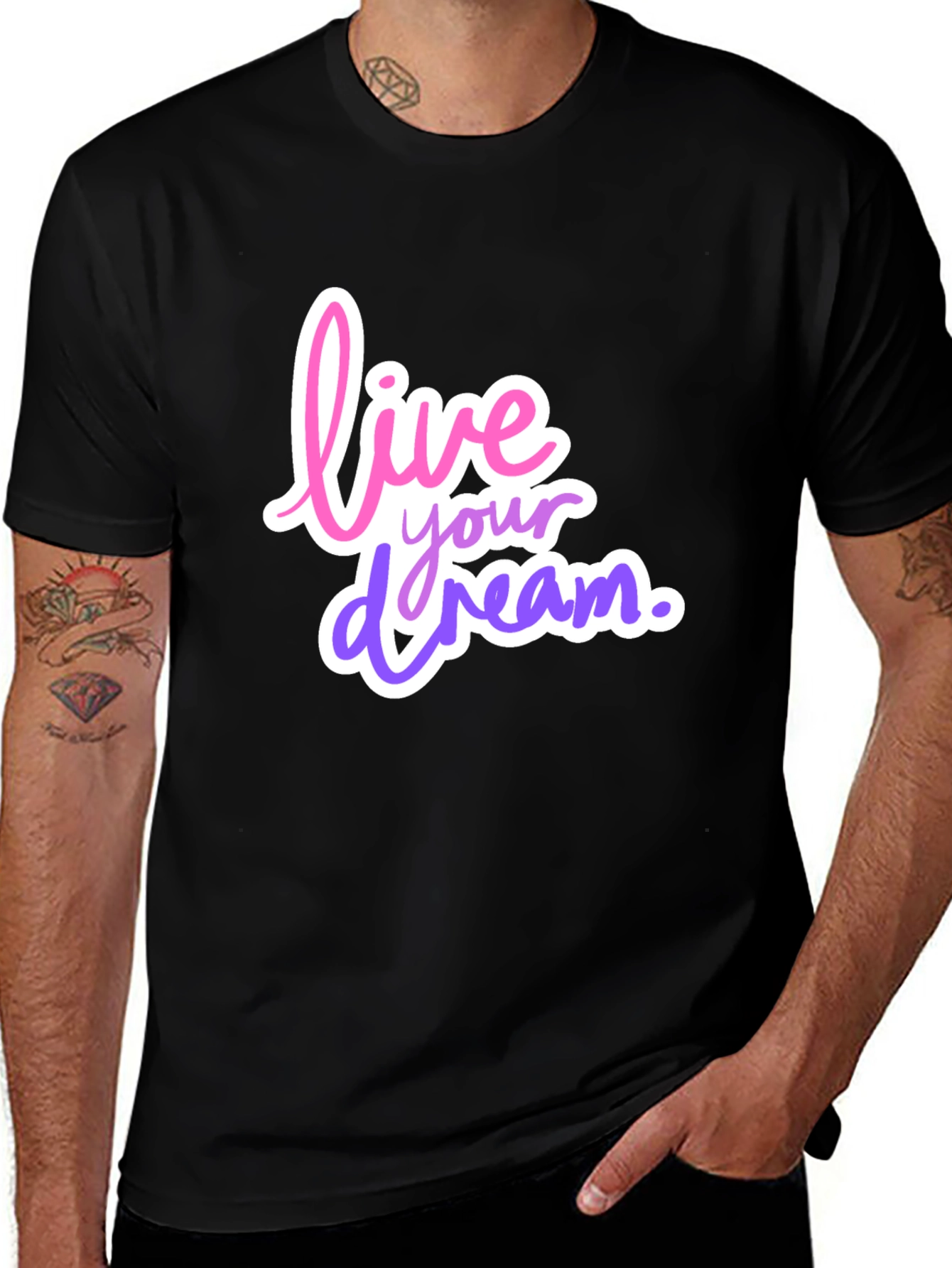 Variant 22 of Live Your Dream Graphic Tee - Trendy Black T-Shirt