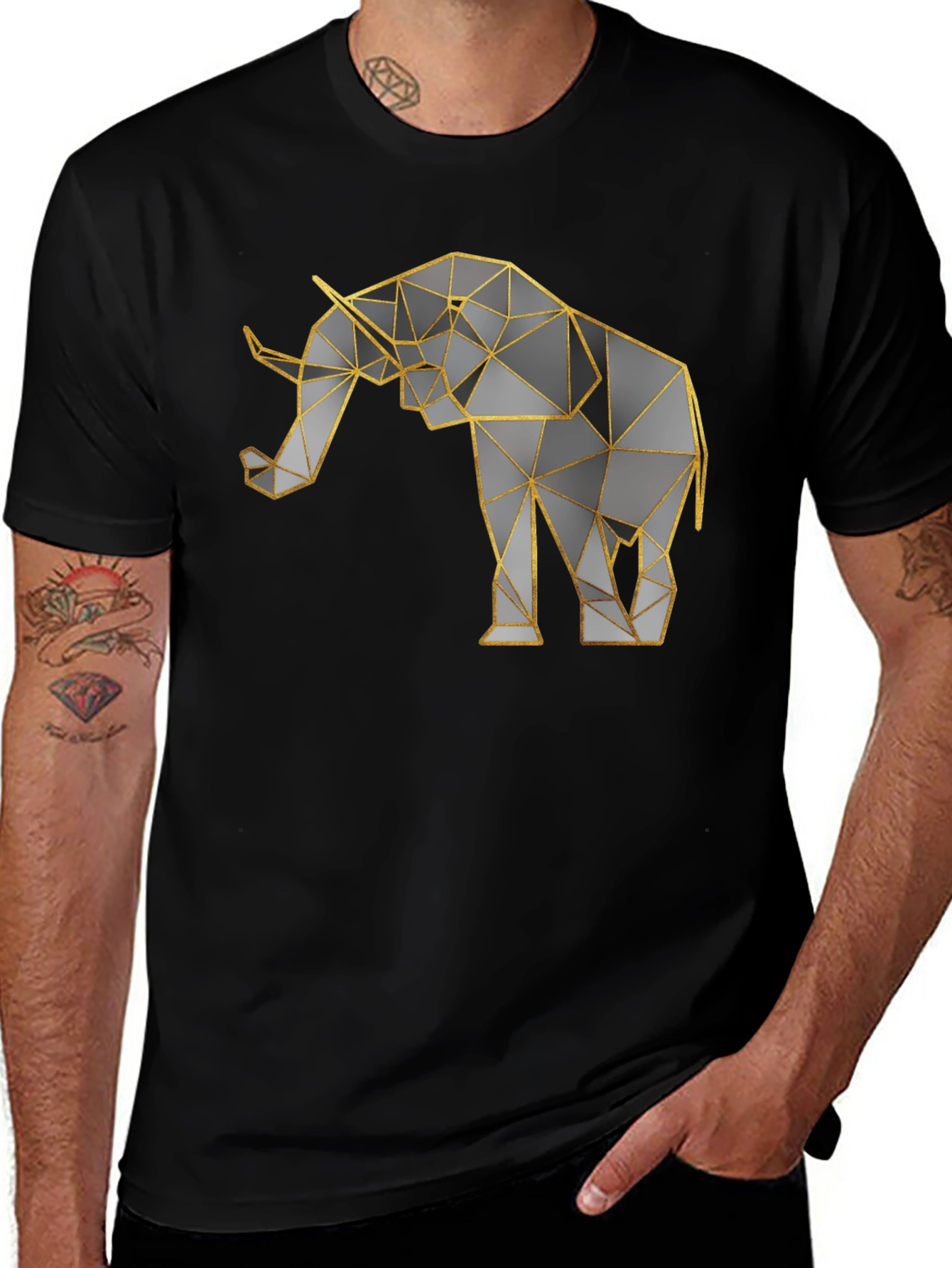 Variant 26 of Geometric Elephant Graphic Tee - Modern Style