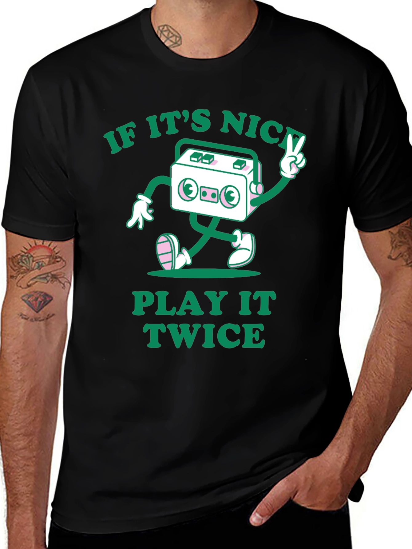 Variant 19 of Retro Cassette Player T-Shirt - If It's Nice, Play It Twice