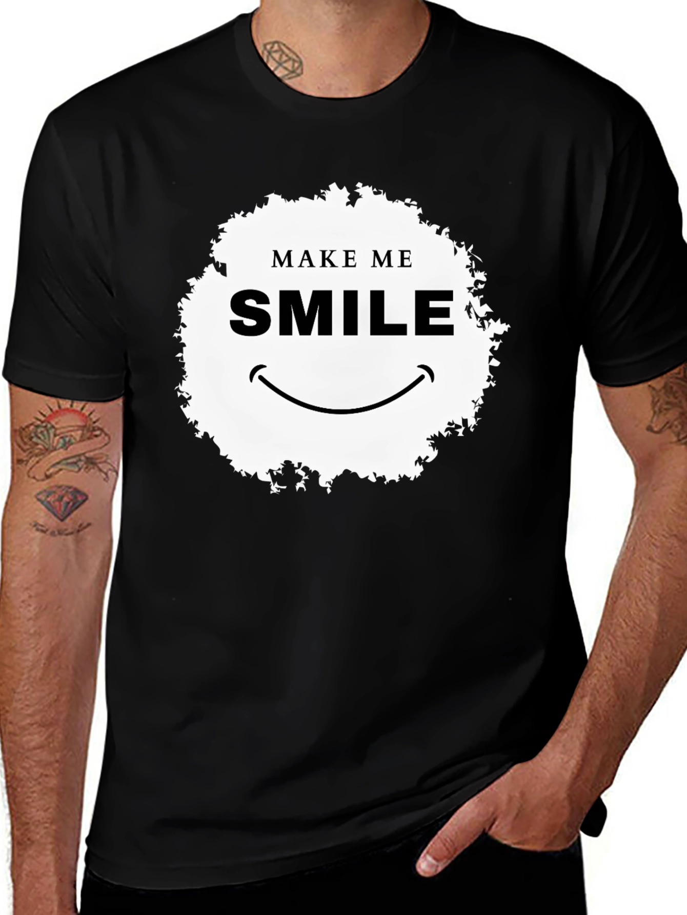 Variant 7 of Make Me Smile Graphic T-Shirt - Black