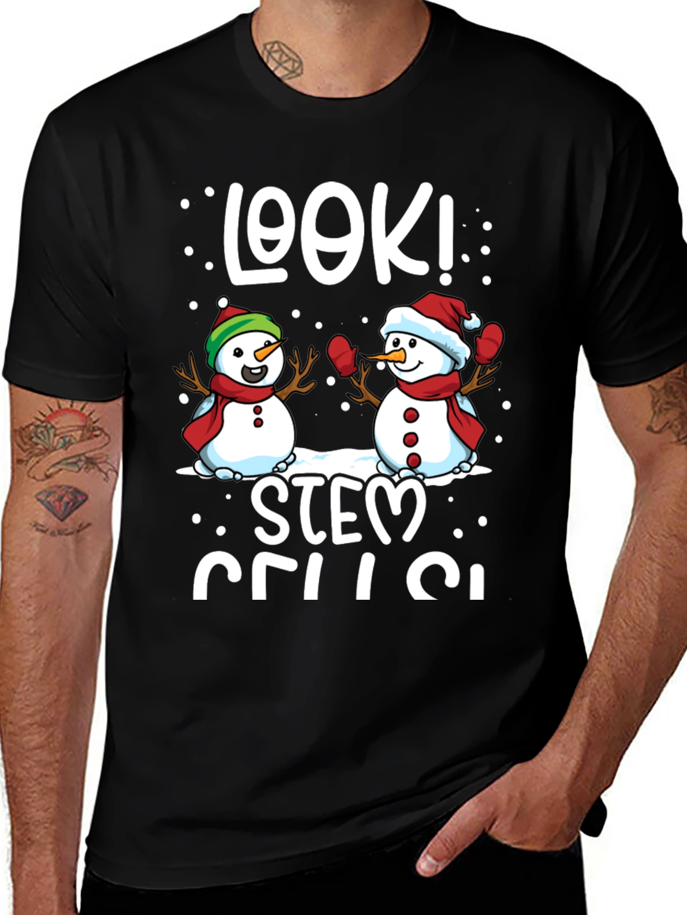 Variant 25 of STEM Cells Snowmen Black T-Shirt