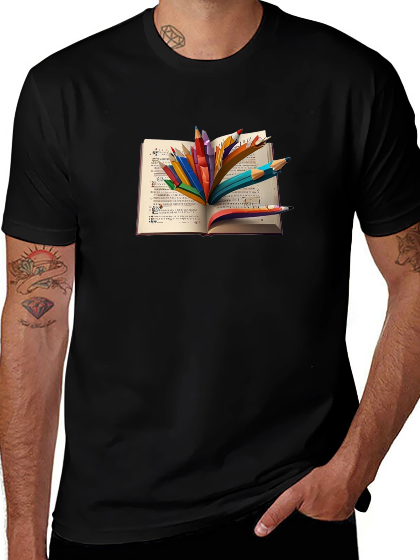 Variant 13 of Artistic Book & Pencils Graphic T-Shirt