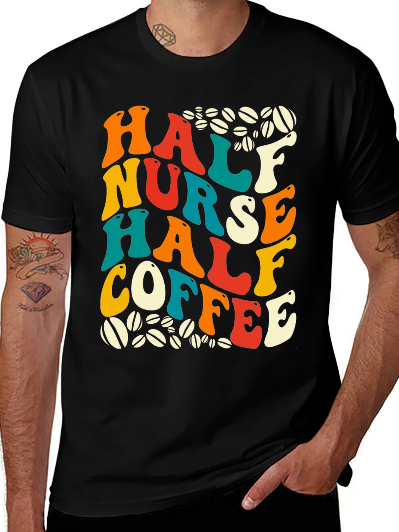 Variant 28 of Half Nurse Half Coffee Graphic Tee