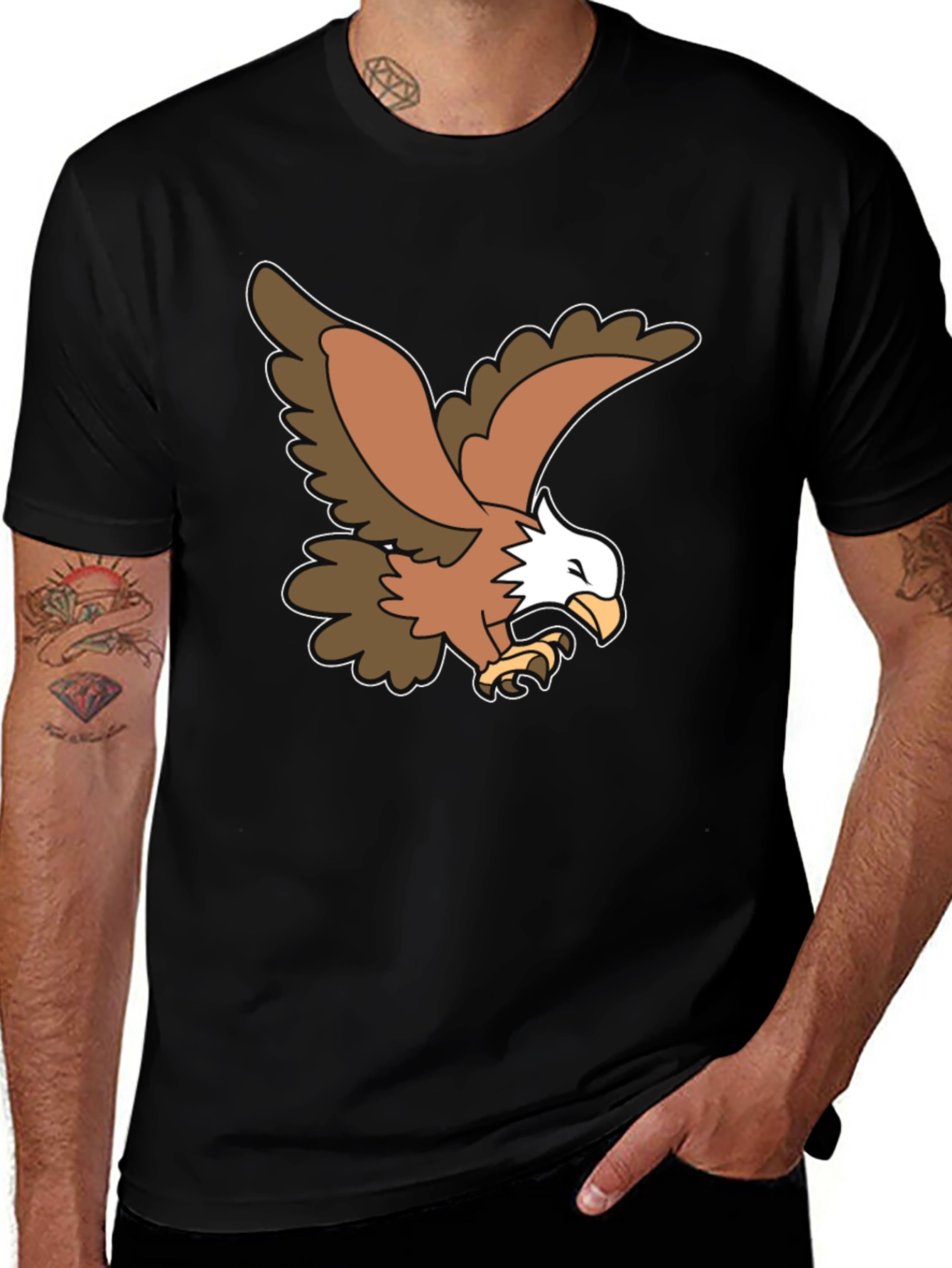 Variant 3 of Men's Eagle Cartoon Graphic Tee