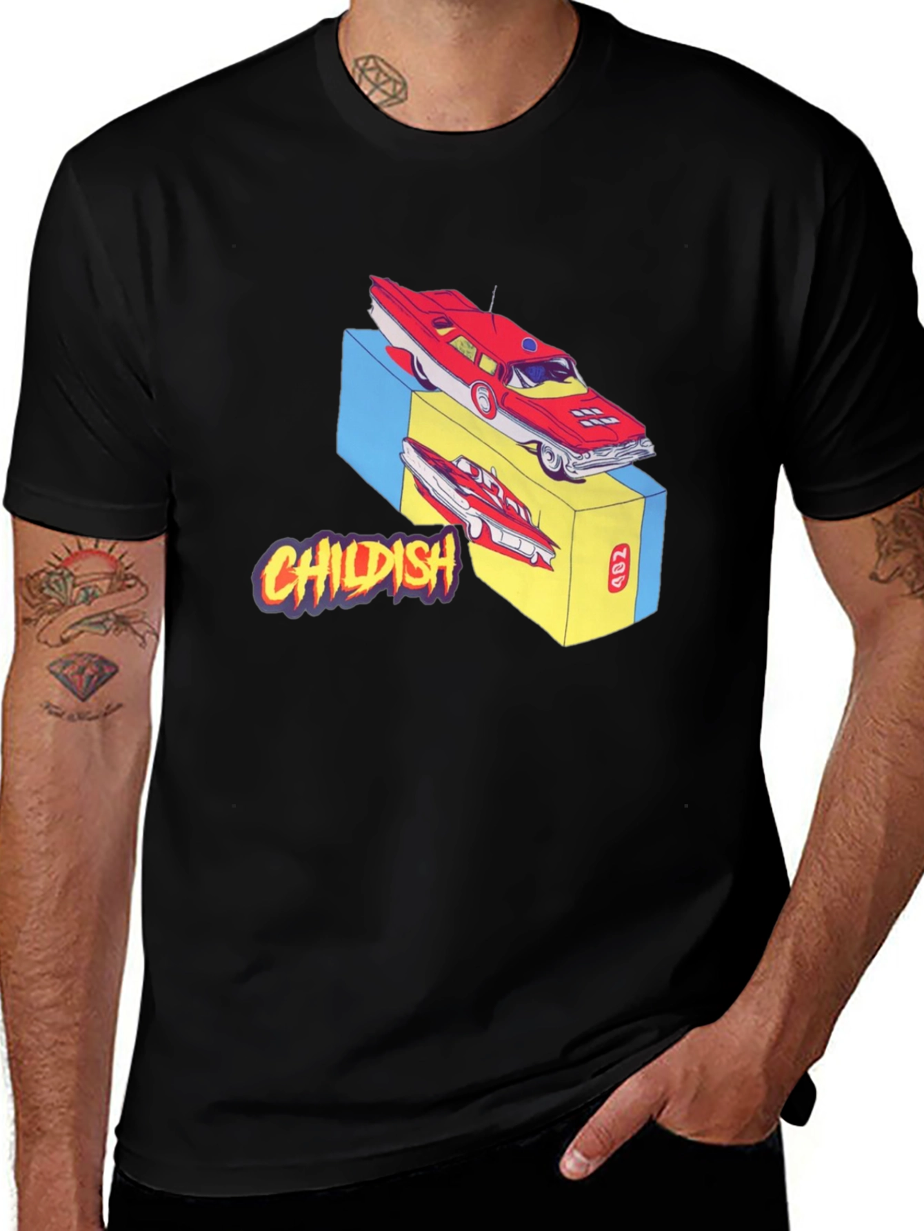 Variant 15 of Childish Car Graphic Black T-Shirt