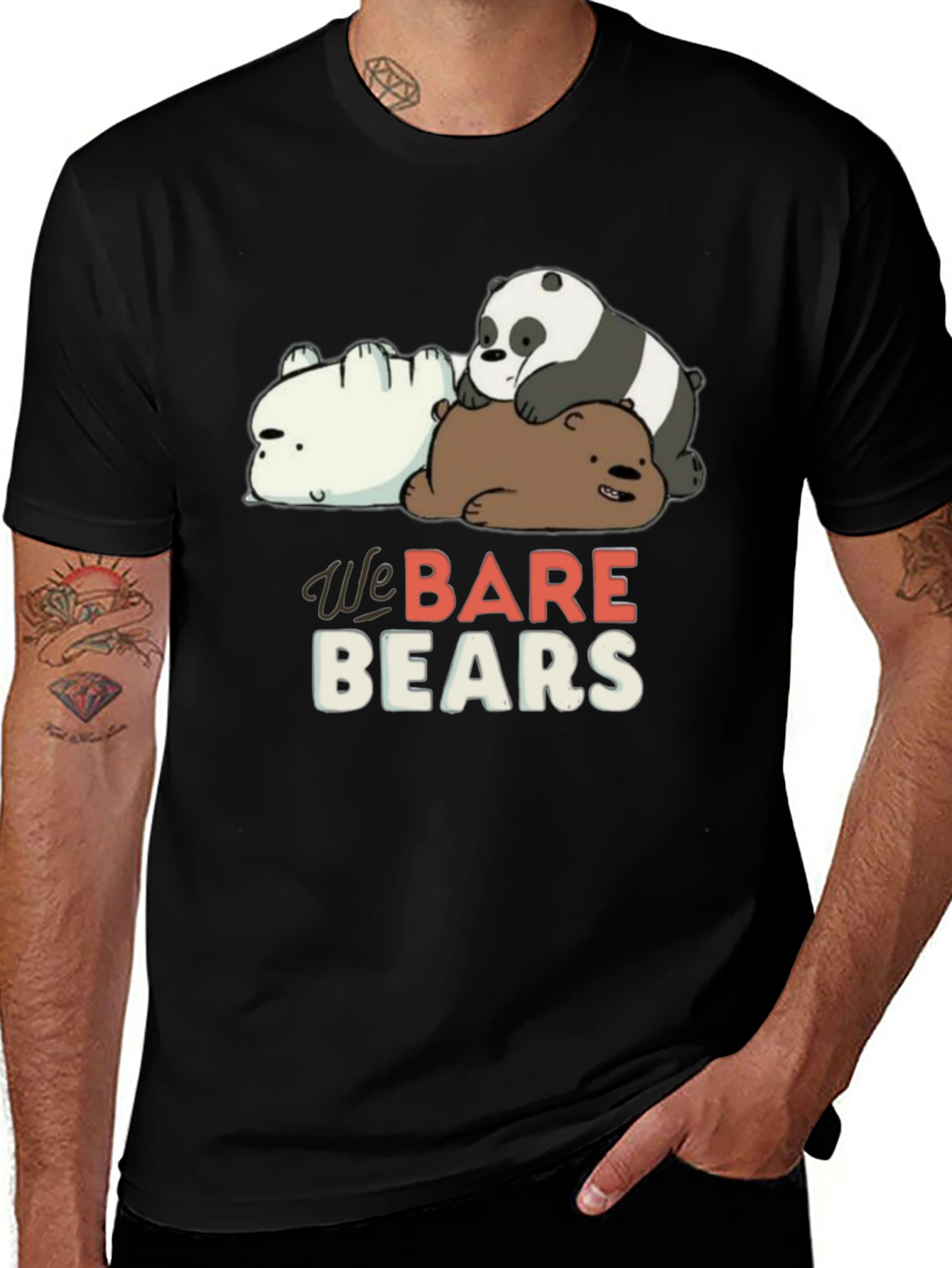 We Bare Bears Black Graphic T-Shirt