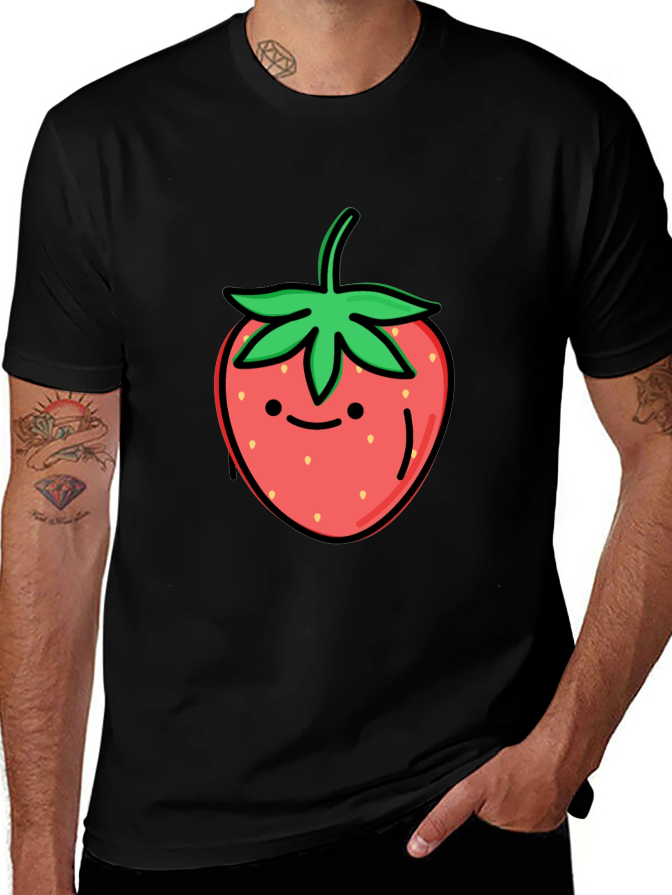 Variant 6 of Cute Strawberry Graphic Black T-Shirt