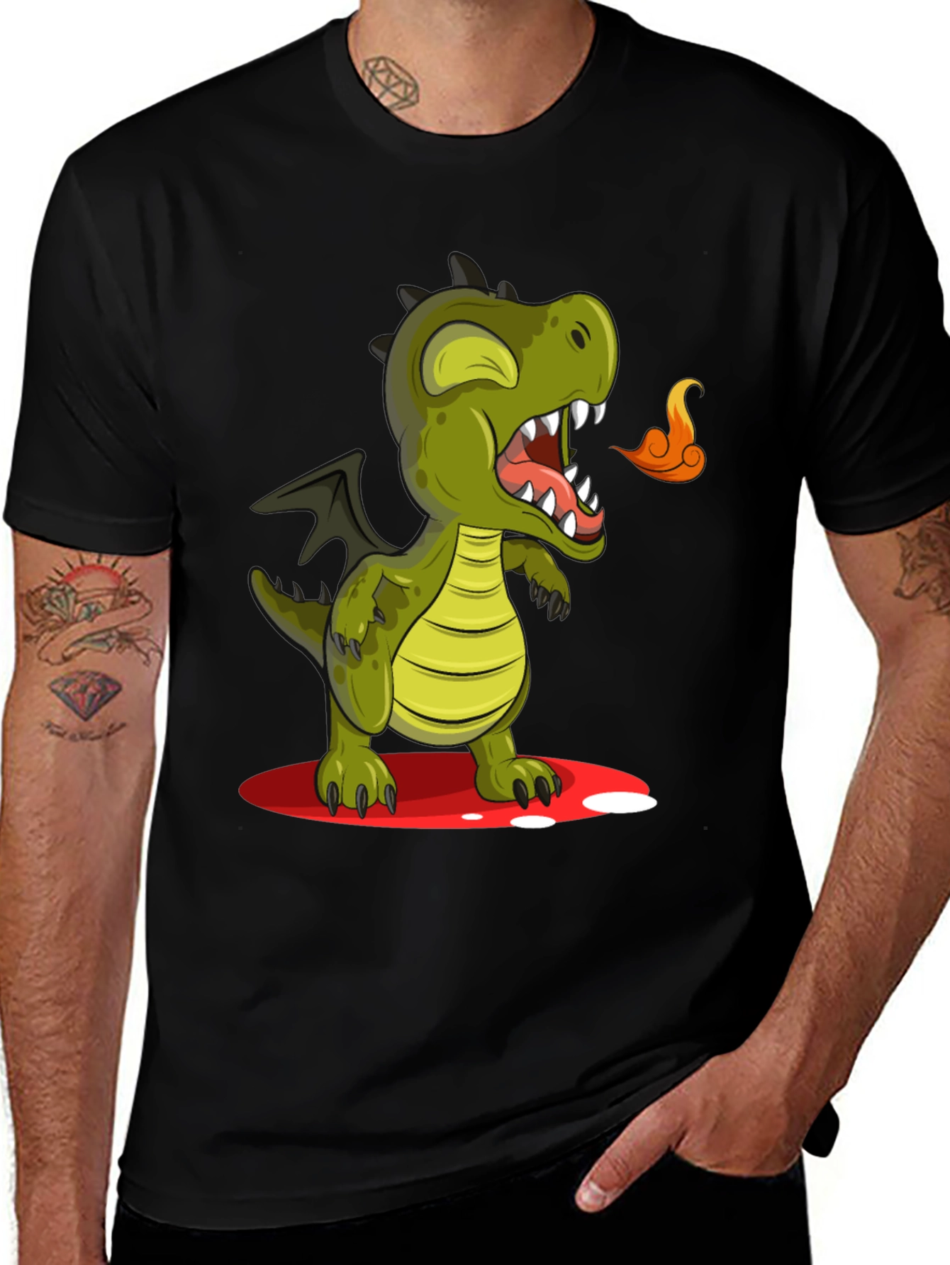 Variant 30 of Cute Dragon Graphic Tee - Men's Black T-Shirt