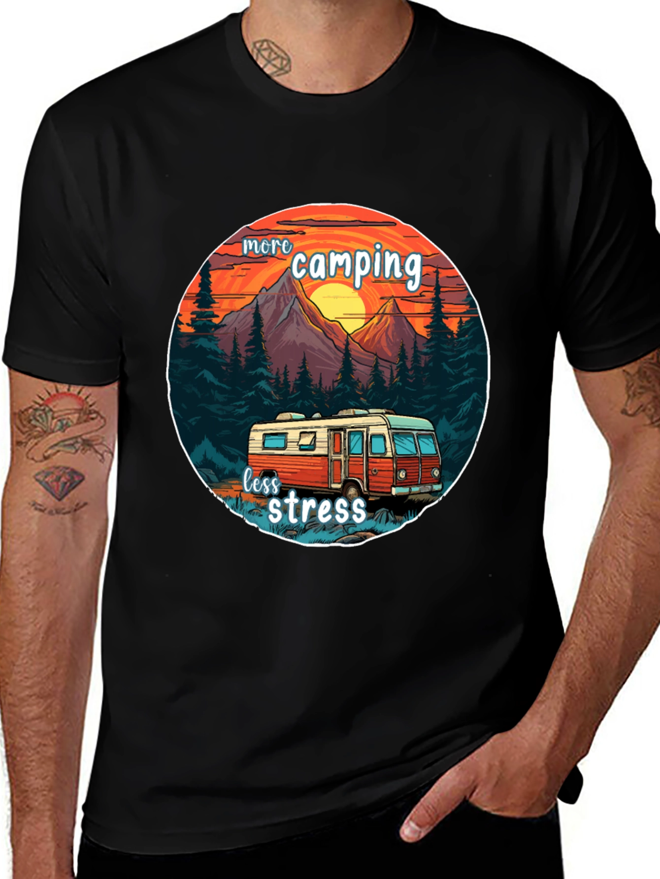 Variant 29 of Camping Adventure T-Shirt - More Camping Less Stress