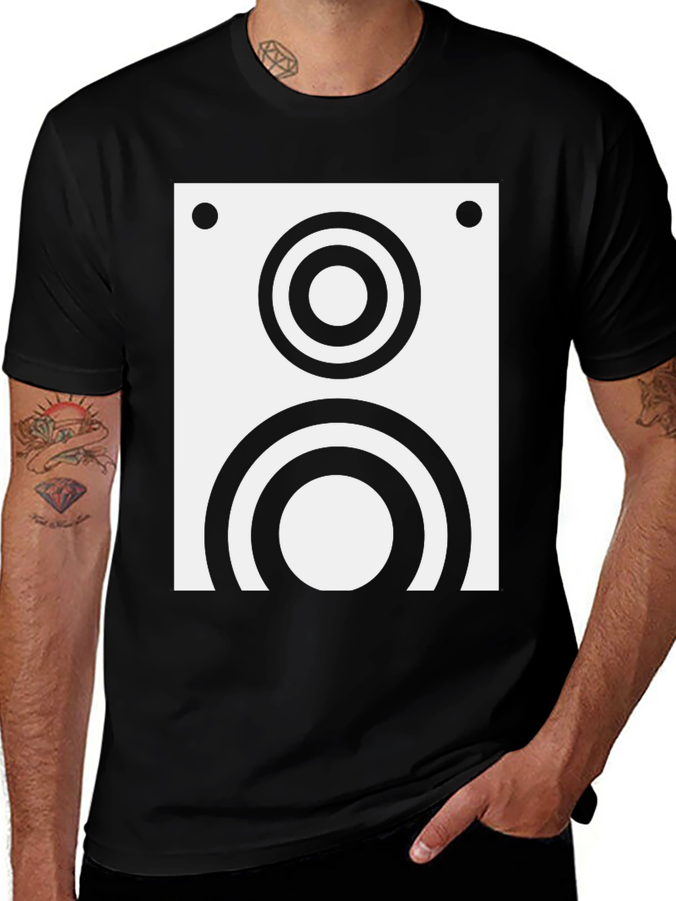 Retro Speaker Graphic Tee - Cool Black T-Shirt