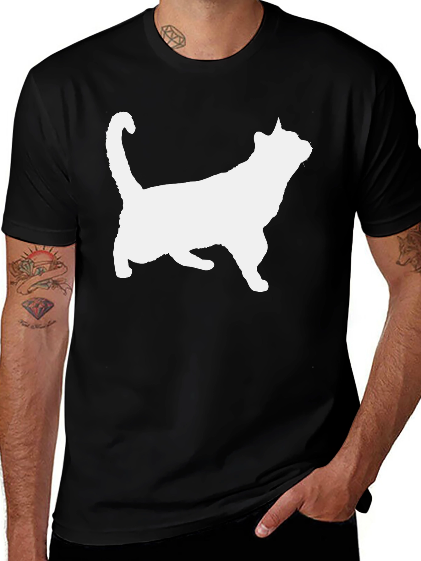 Variant 23 of Cat Silhouette Graphic Tee - Black