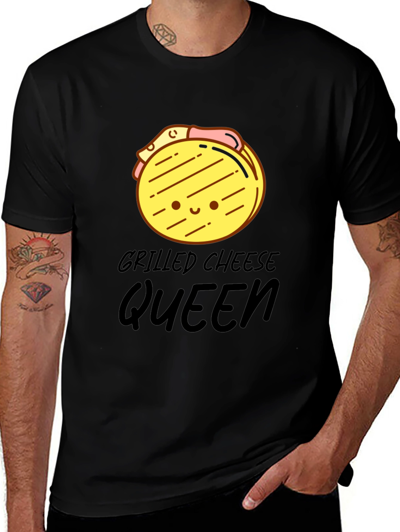 Variant 26 of Grilled Cheese Queen Black Graphic Tee