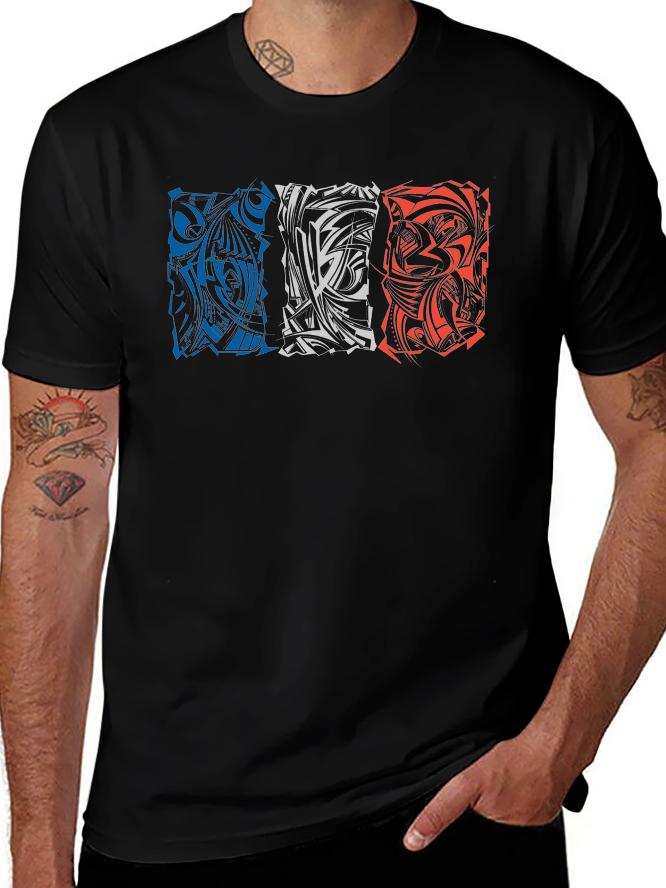 French Flag Tattoo Style Graphic T-Shirt
