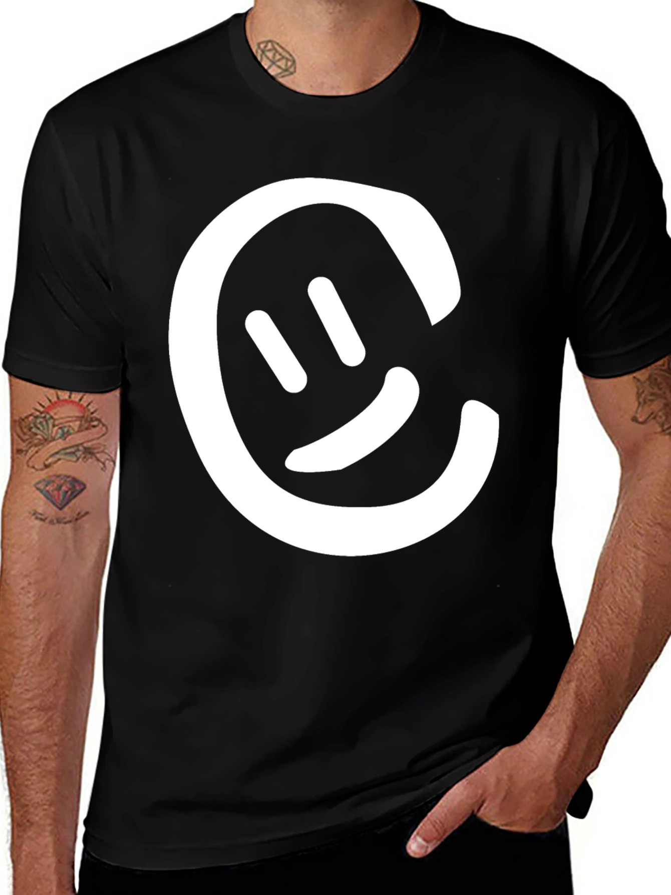 Variant 28 of Black T-Shirt with Smiling 'C' Logo