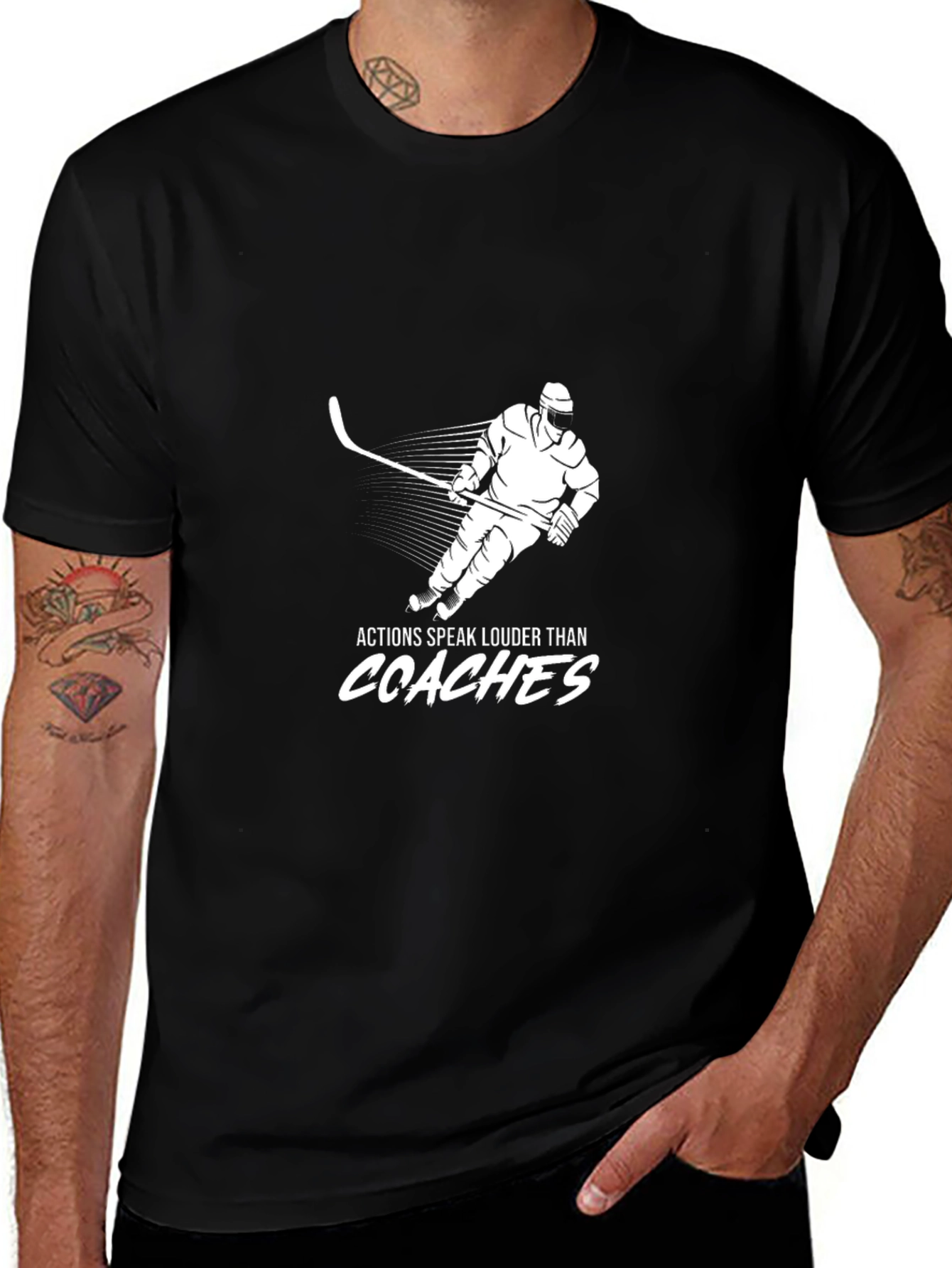 Variant 18 of Hockey Player T-Shirt - Actions Speak Louder Than Coaches
