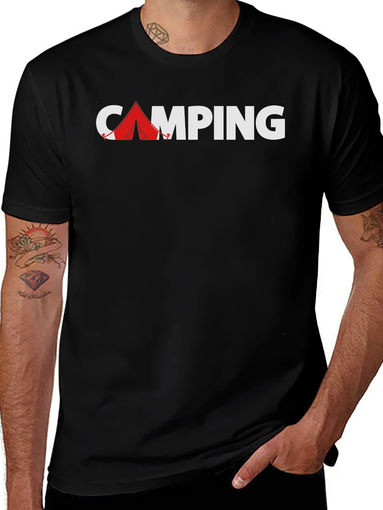 Camping Tent Graphic Tee - Black