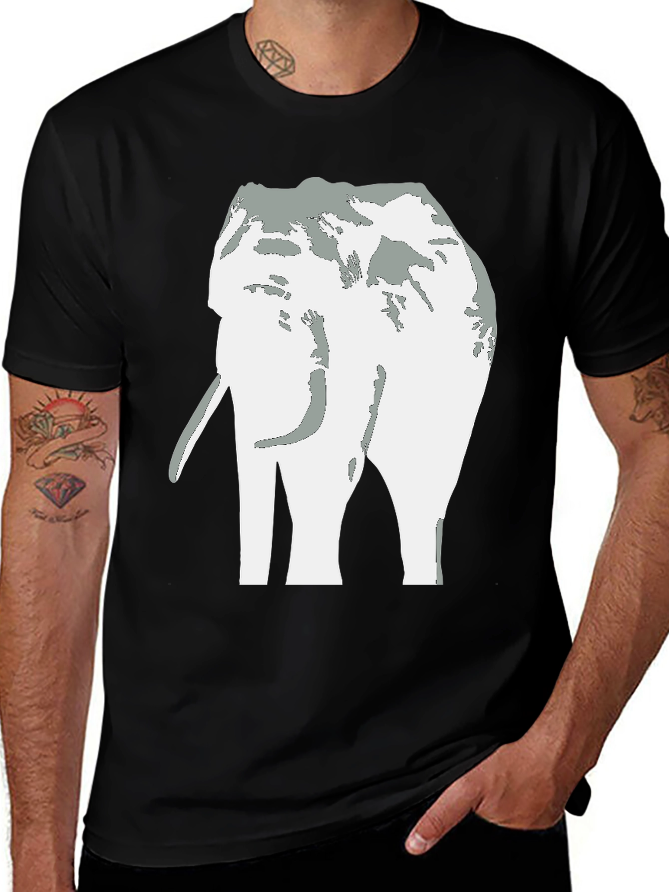 Variant 30 of Elephant Graphic Tee - Black Cotton Casual T-Shirt