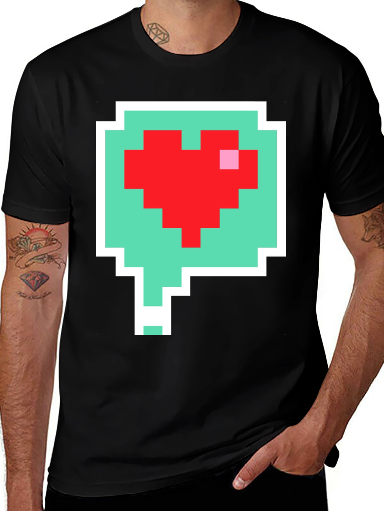 Variant 11 of Pixel Heart Speech Bubble T-Shirt