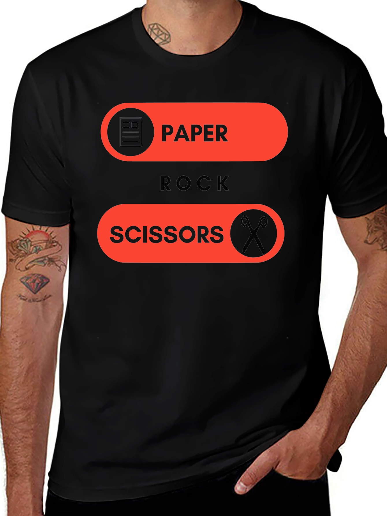 Variant 21 of Paper Rock Scissors Graphic Tee - Fun Casual Wear