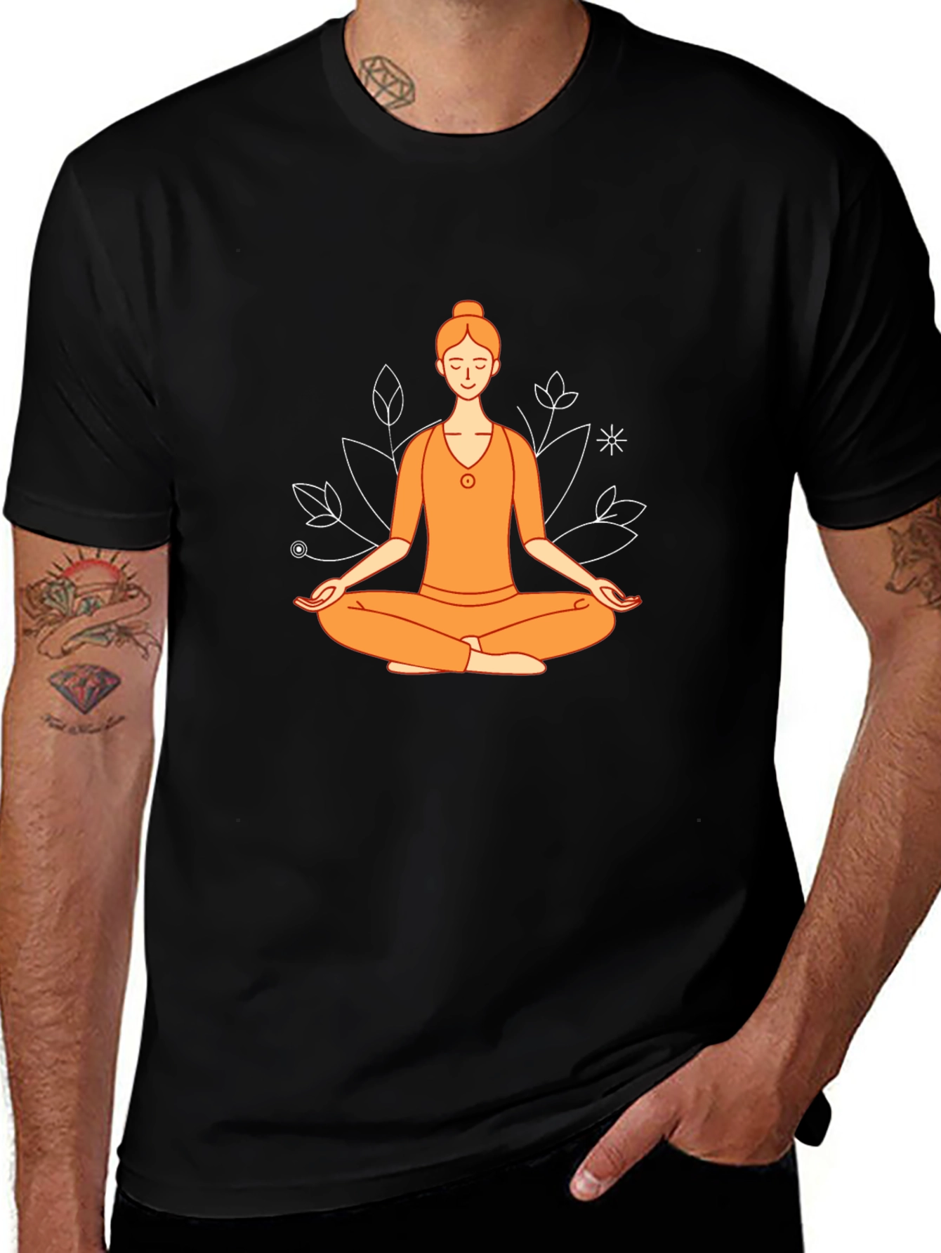 Variant 19 of Yoga Meditation Graphic Tee - Black