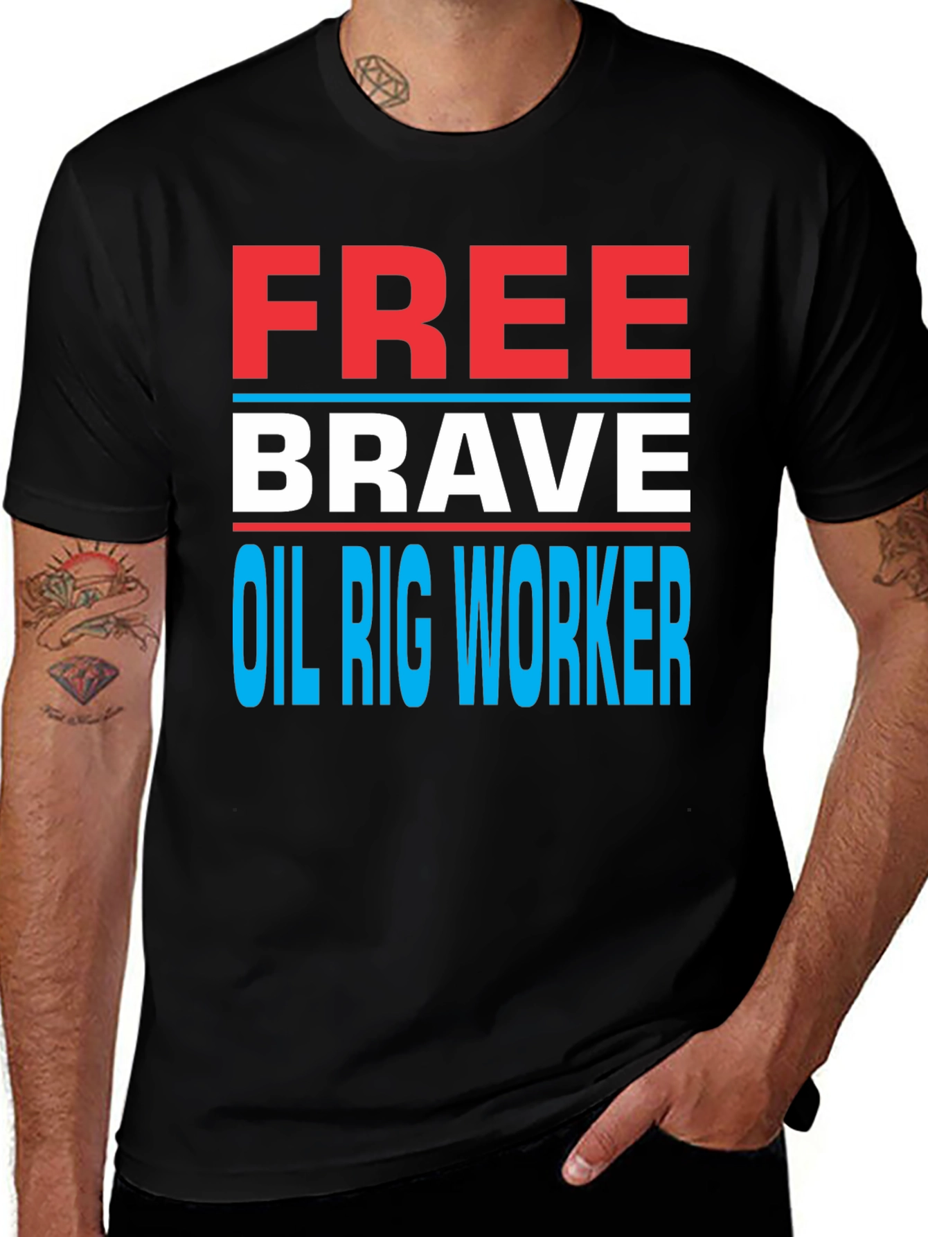 Variant 20 of Free Brave Oil Rig Worker Graphic Tee