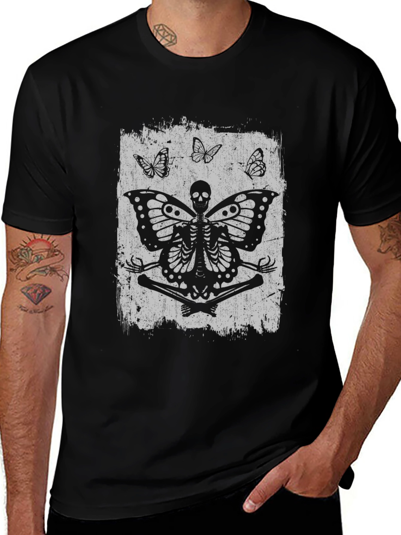 Variant 24 of Meditating Skeleton Butterfly Graphic Tee