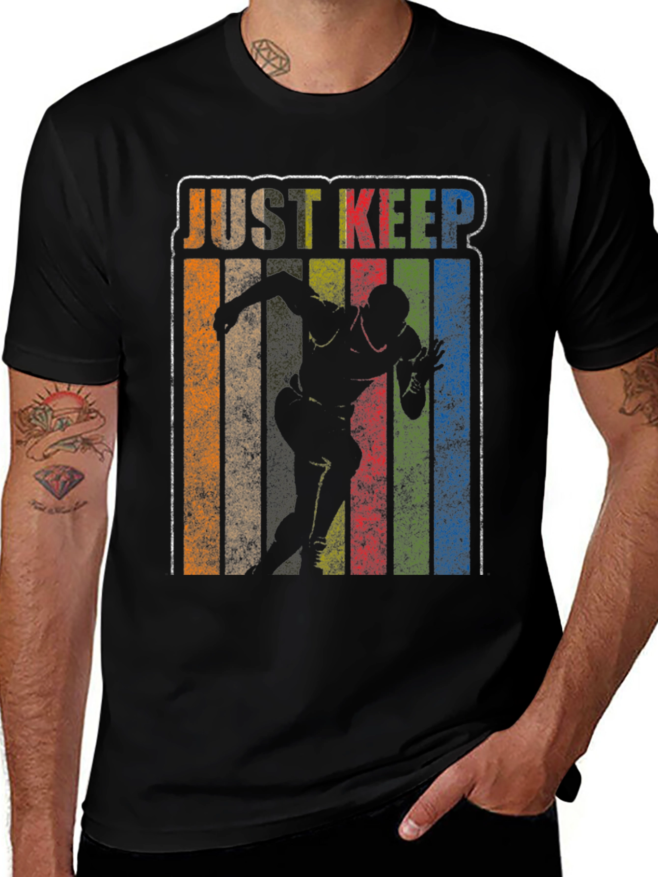 Black Just Keep Running Retro T-Shirt main image
