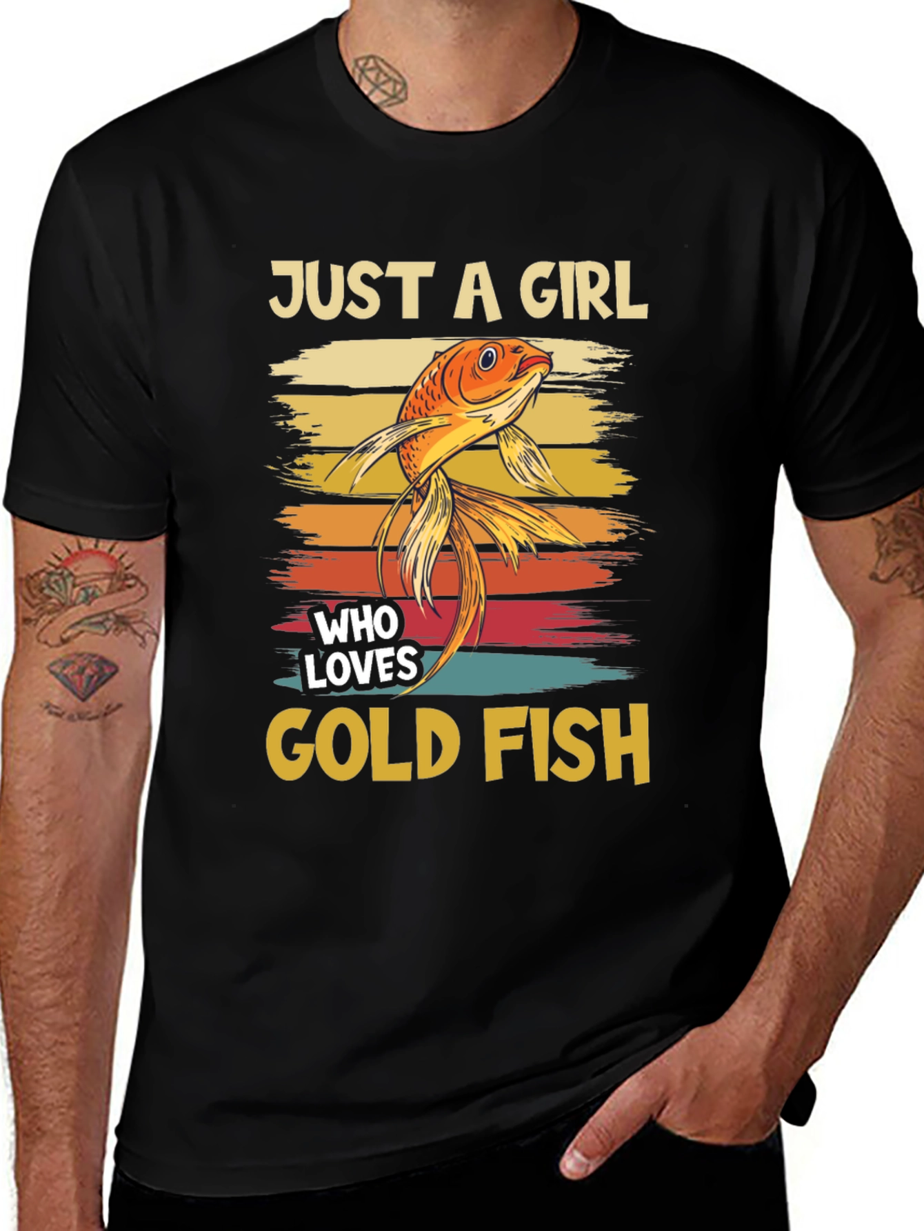 Black Just A Girl Who Loves Goldfish T-Shirt main image