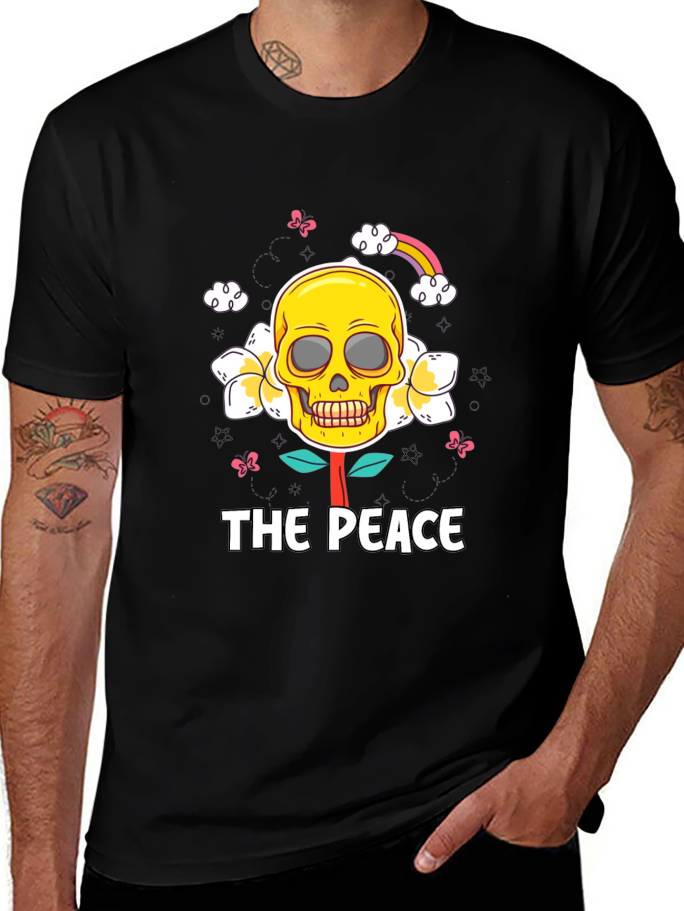 Variant 11 of The Peace Skull Flower Graphic T-Shirt
