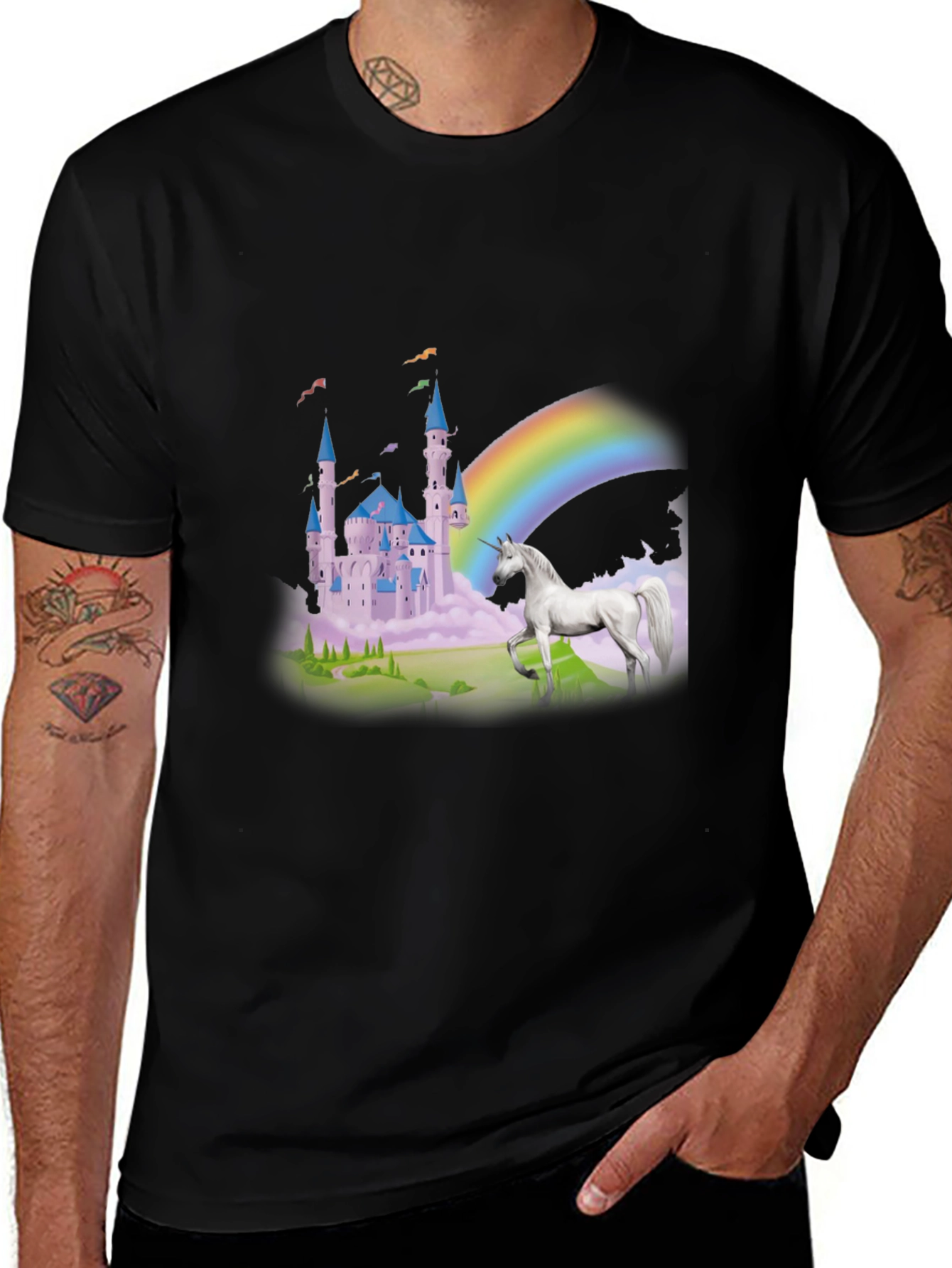 Variant 29 of Unicorn Castle Rainbow Graphic Tee