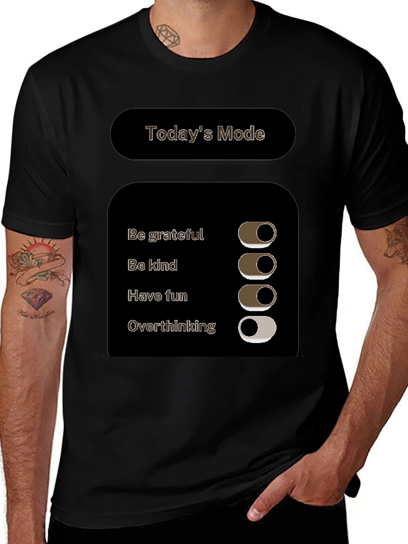 Variant 6 of Today's Mode Graphic T-Shirt - Grateful, Kind, Fun, Overthinking