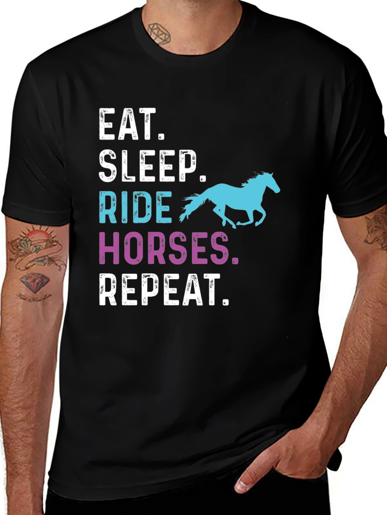 Variant 27 of Eat Sleep Ride Horses Repeat T-Shirt