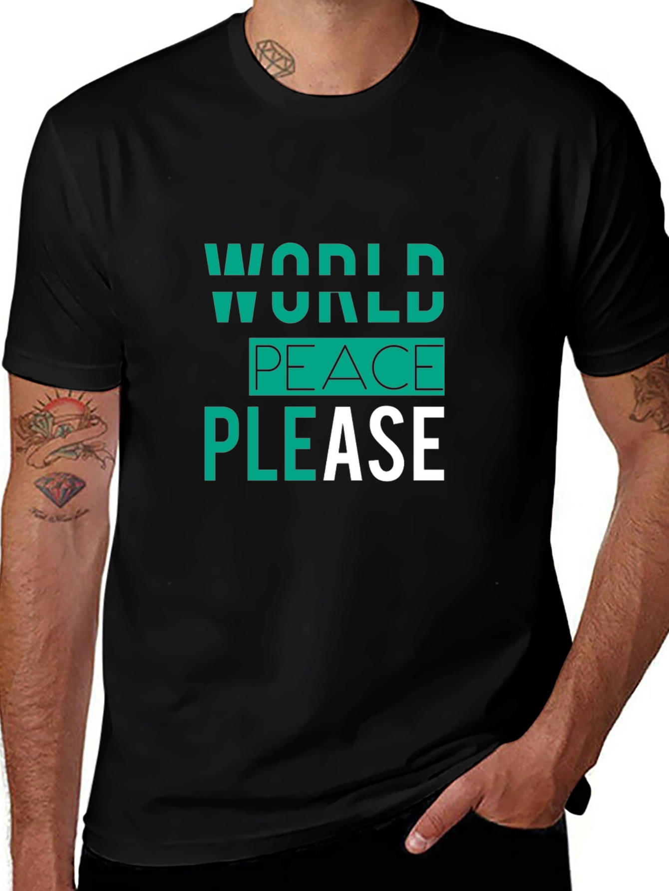 Variant 11 of World Peace Please Black Graphic Tee