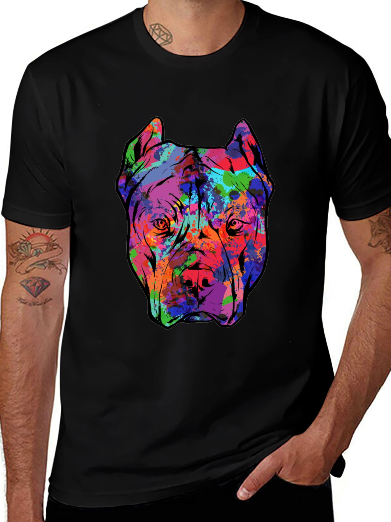 Variant 22 of Colorful Dog Graphic Black T-Shirt