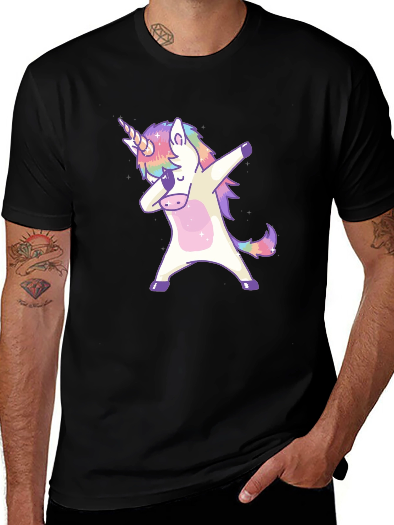 Variant 5 of Dabbing Unicorn Black T-Shirt - Stylish Men's Graphic Tee