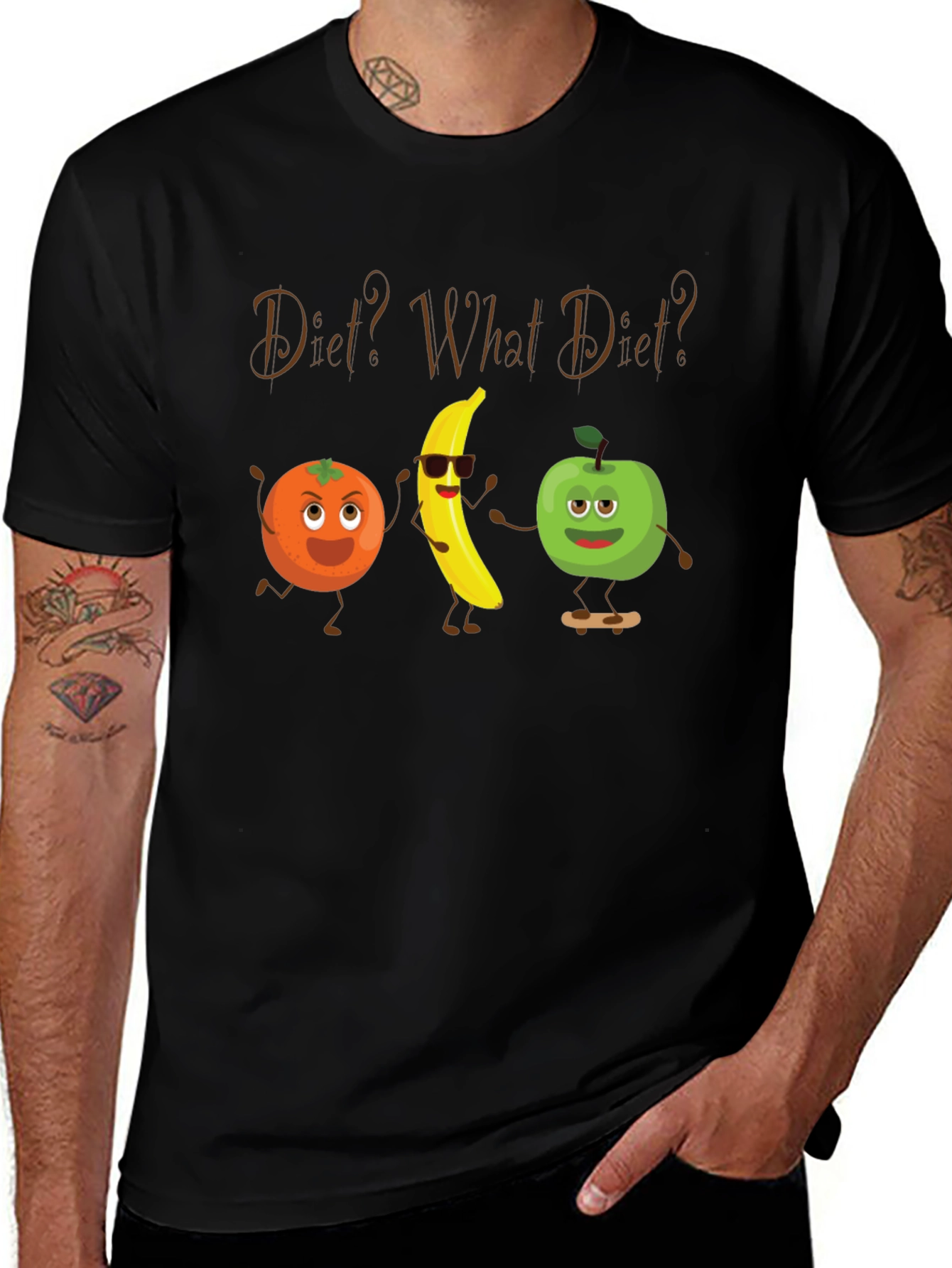Variant 28 of Diet? What Diet? Funny Fruit Cartoon T-Shirt