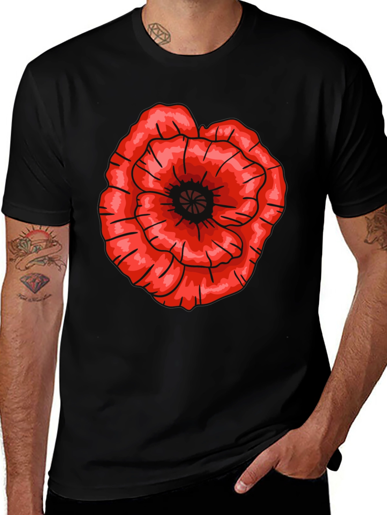 Variant 9 of Red Poppy Flower Graphic T-Shirt - Casual Cotton Tee