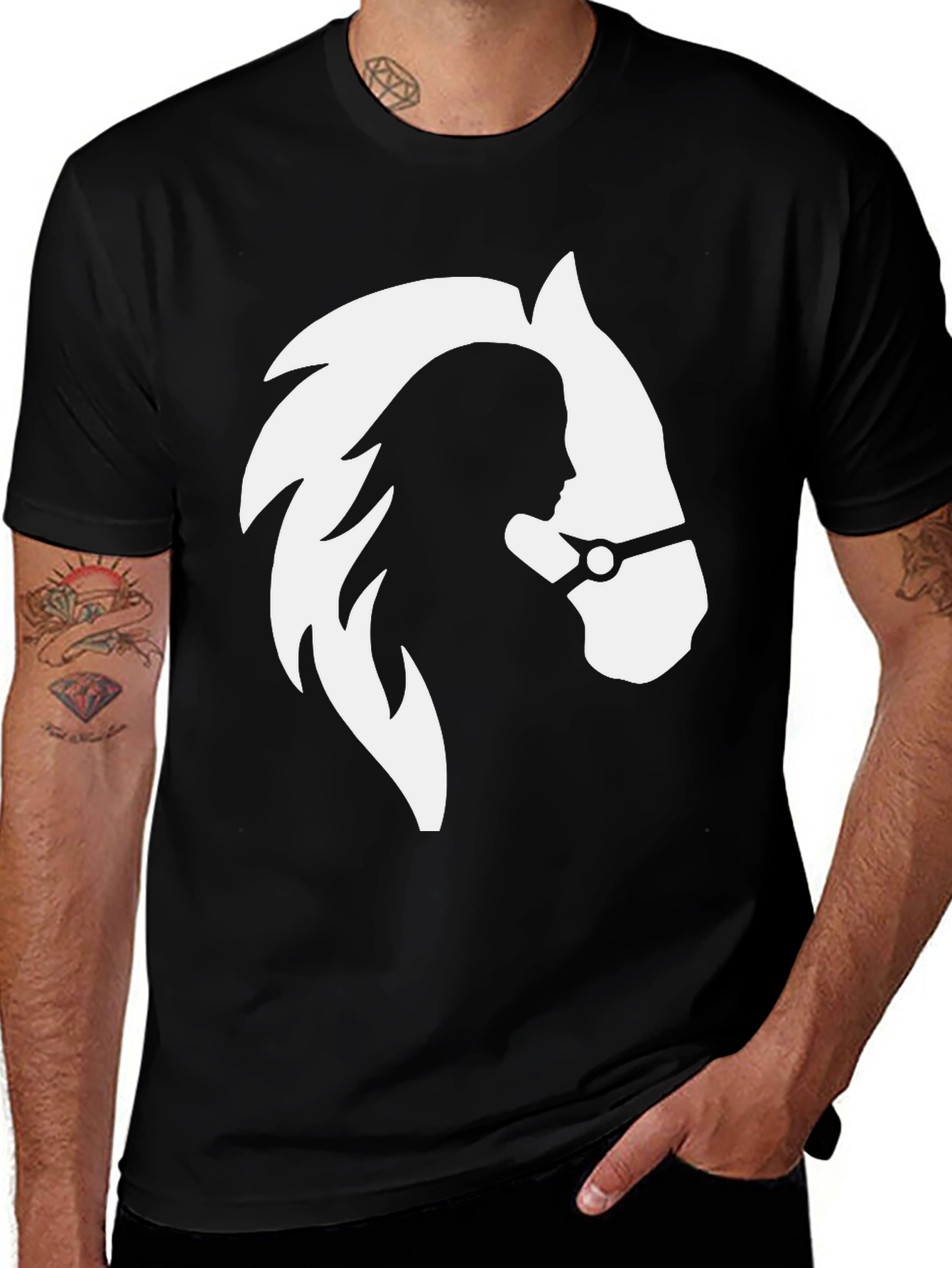 Variant 4 of Equine Silhouette Graphic Tee - Stylish Unisex T-Shirt
