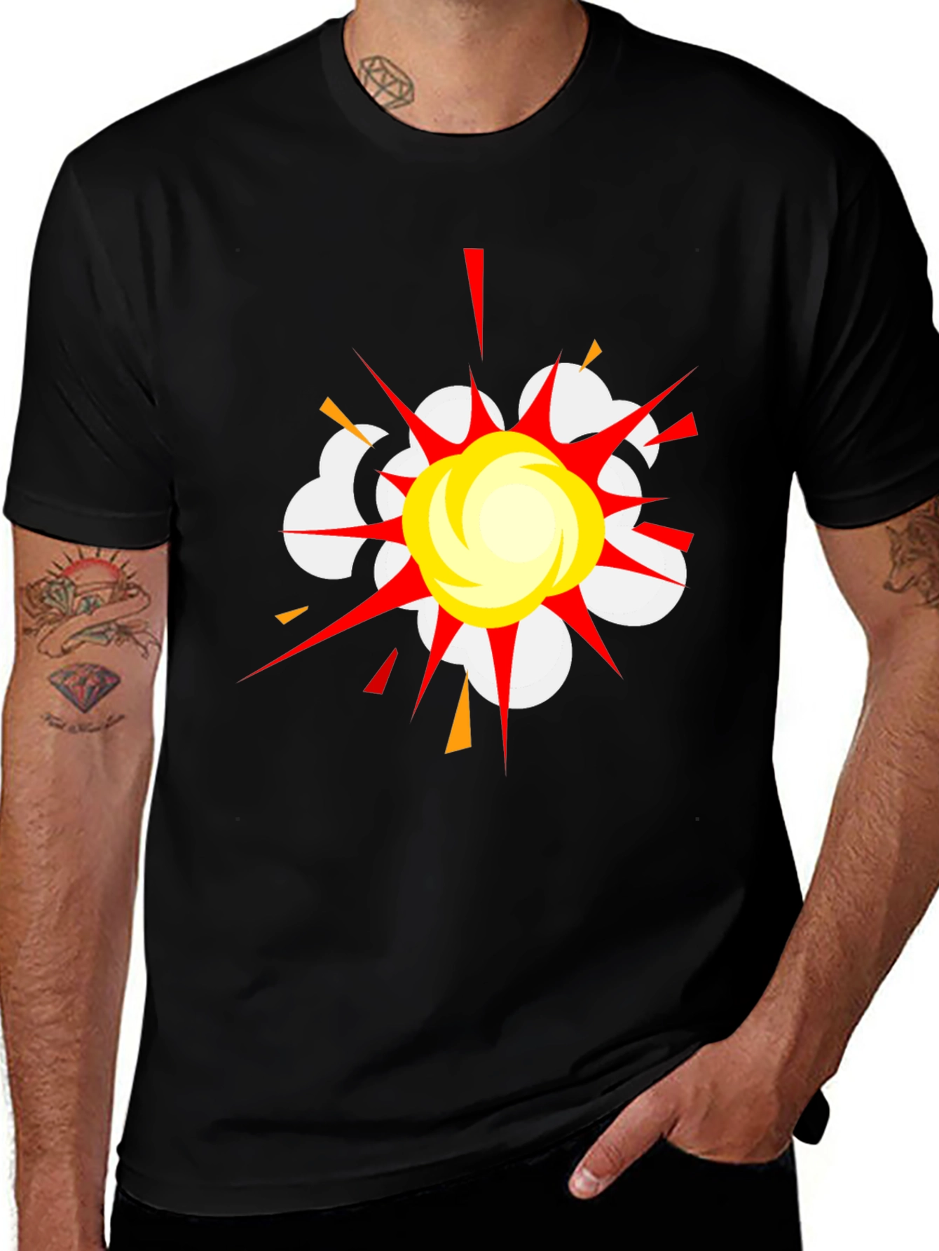 Variant 9 of Explosion Graphic Print Black T-Shirt