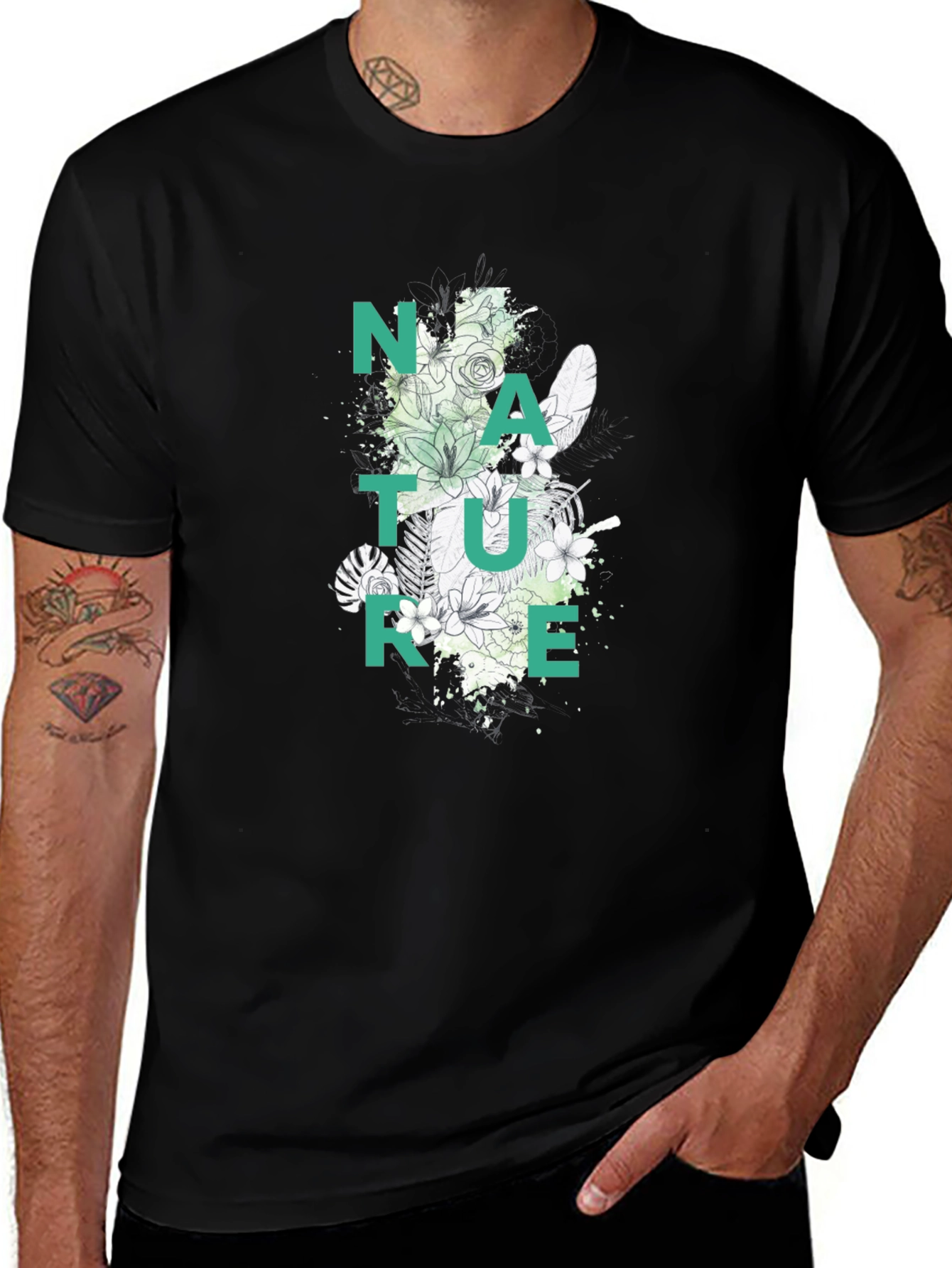 Variant 3 of Nature Graphic Print Black T-Shirt