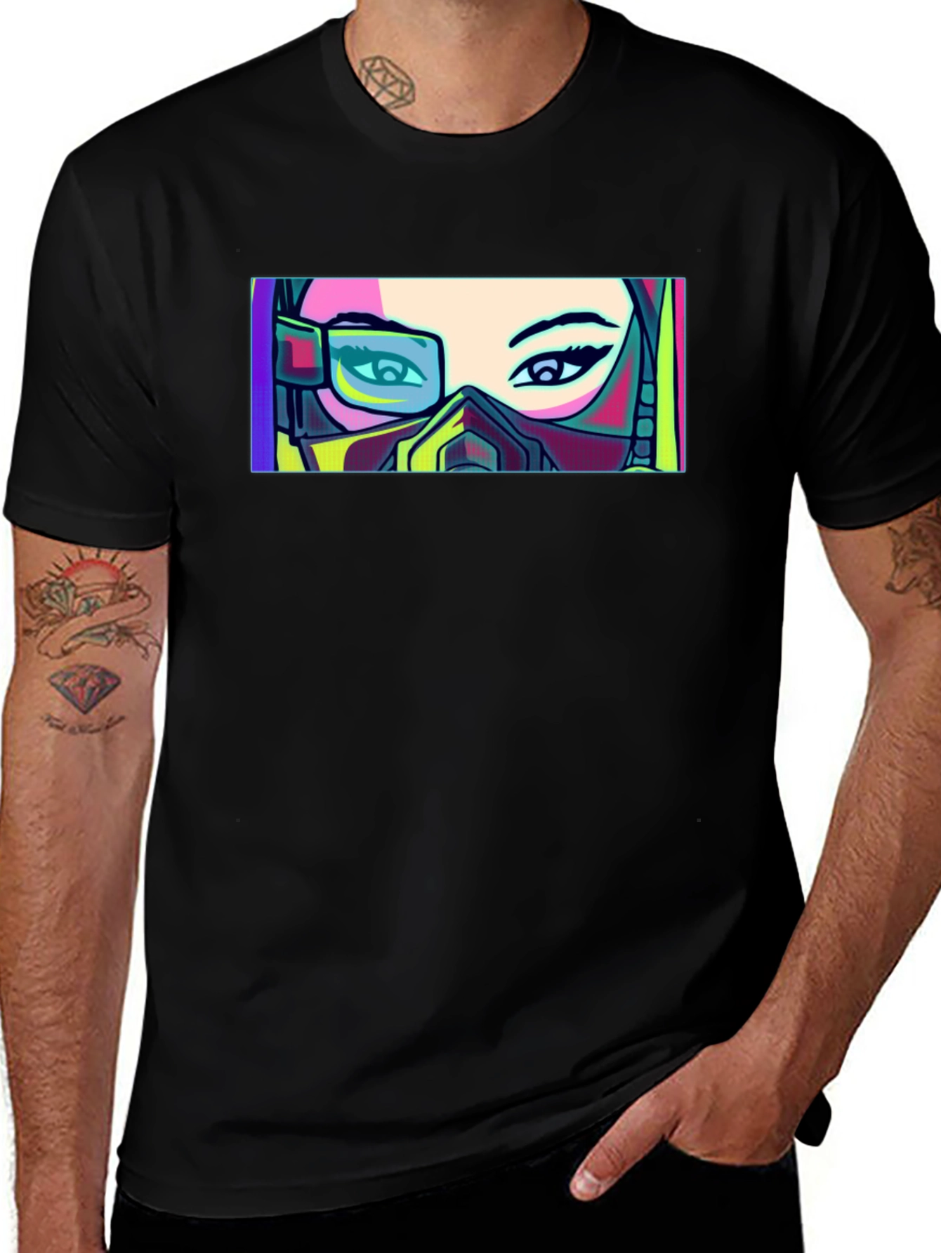 Variant 20 of Cyberpunk Masked Woman Graphic T-Shirt