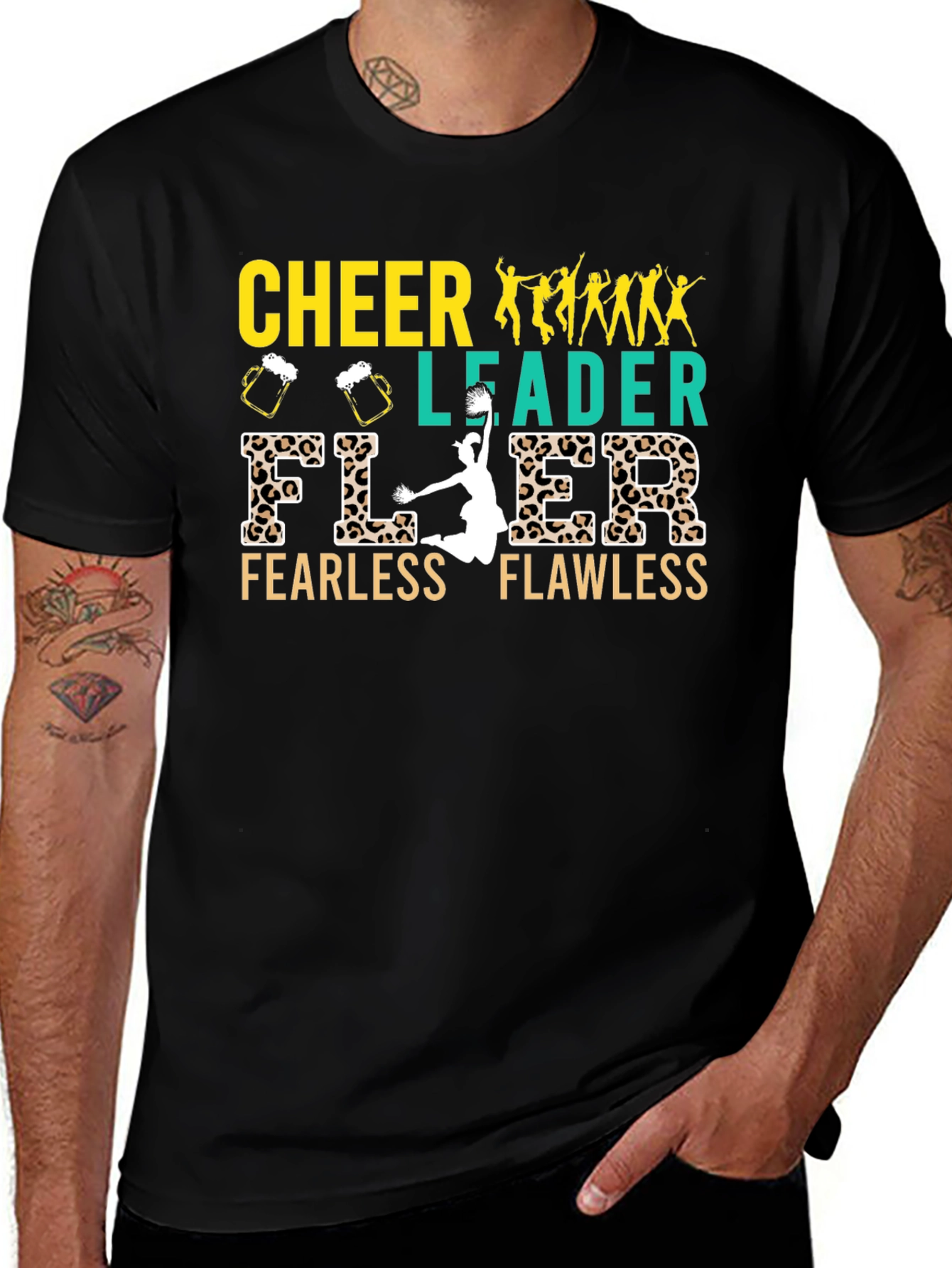 Cheerleader Fearless Flawless Black T-Shirt