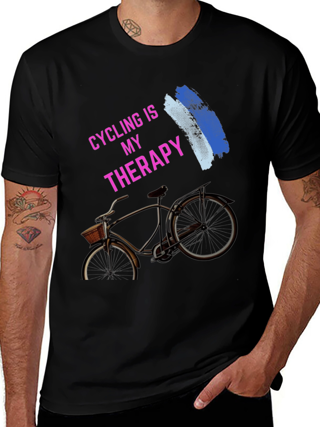 Variant 10 of Cycling is My Therapy T-Shirt - Bicycle Design